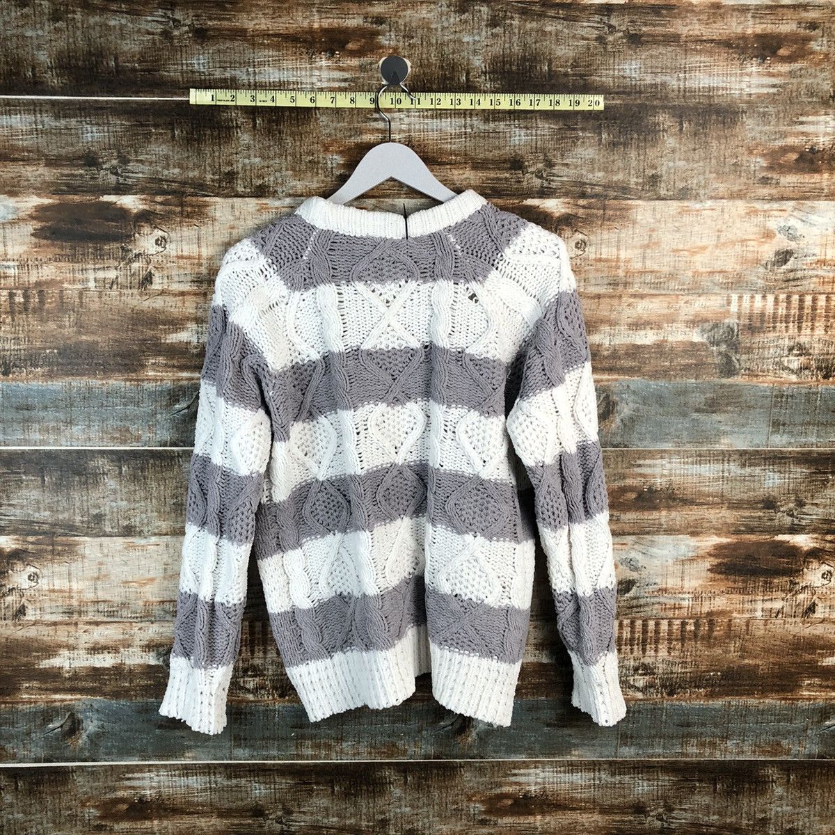 Japanese Brand × OVER THE STRiPES Pique Stripe White Knitwear #A1907 Size M / US 6-8 / IT 42-44 - 12 Thumbnail