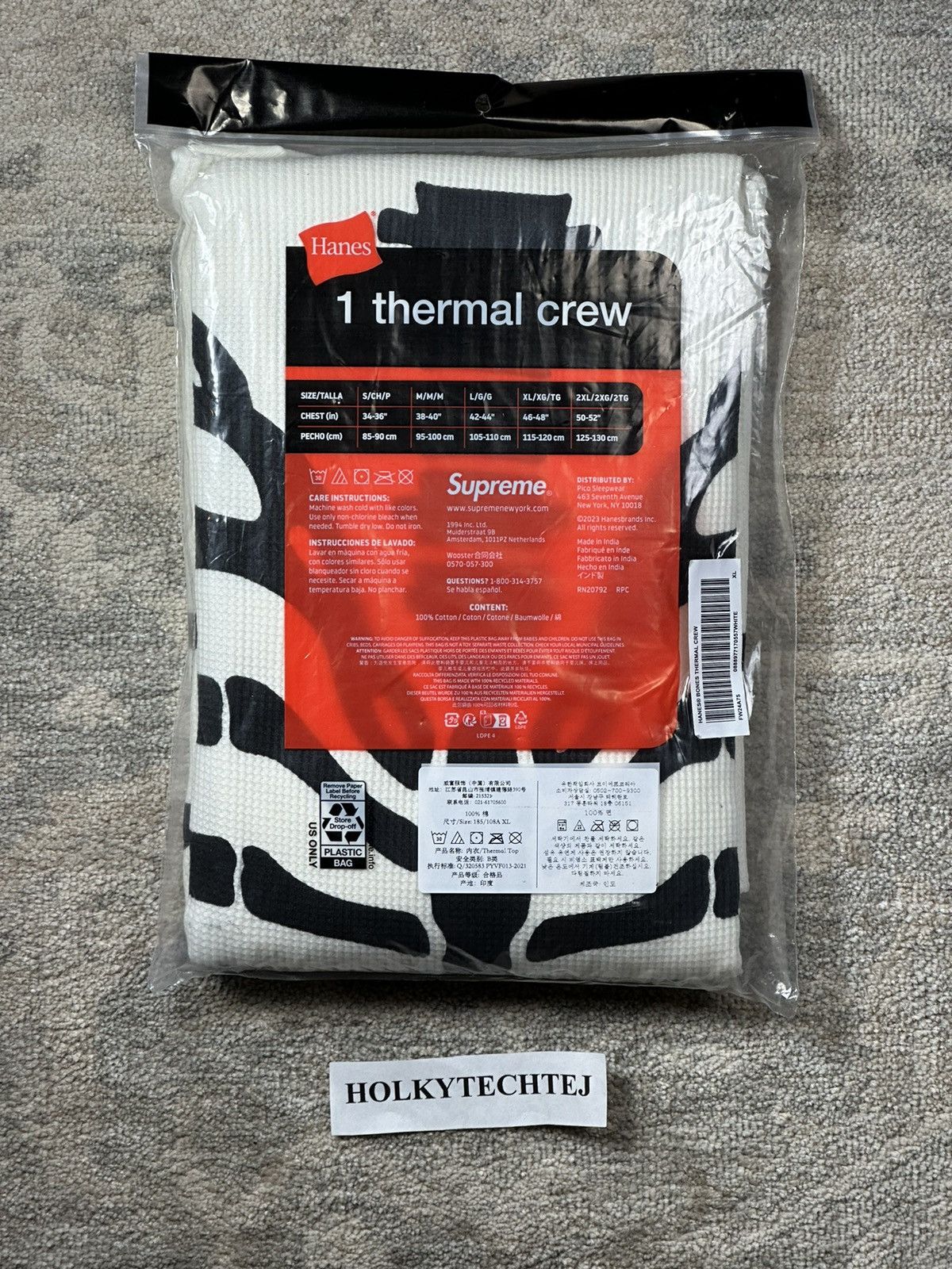 Supreme Supreme Hanes Bones Thermal Crew (1 Pack) - XL Size ONE SIZE - 4 Thumbnail