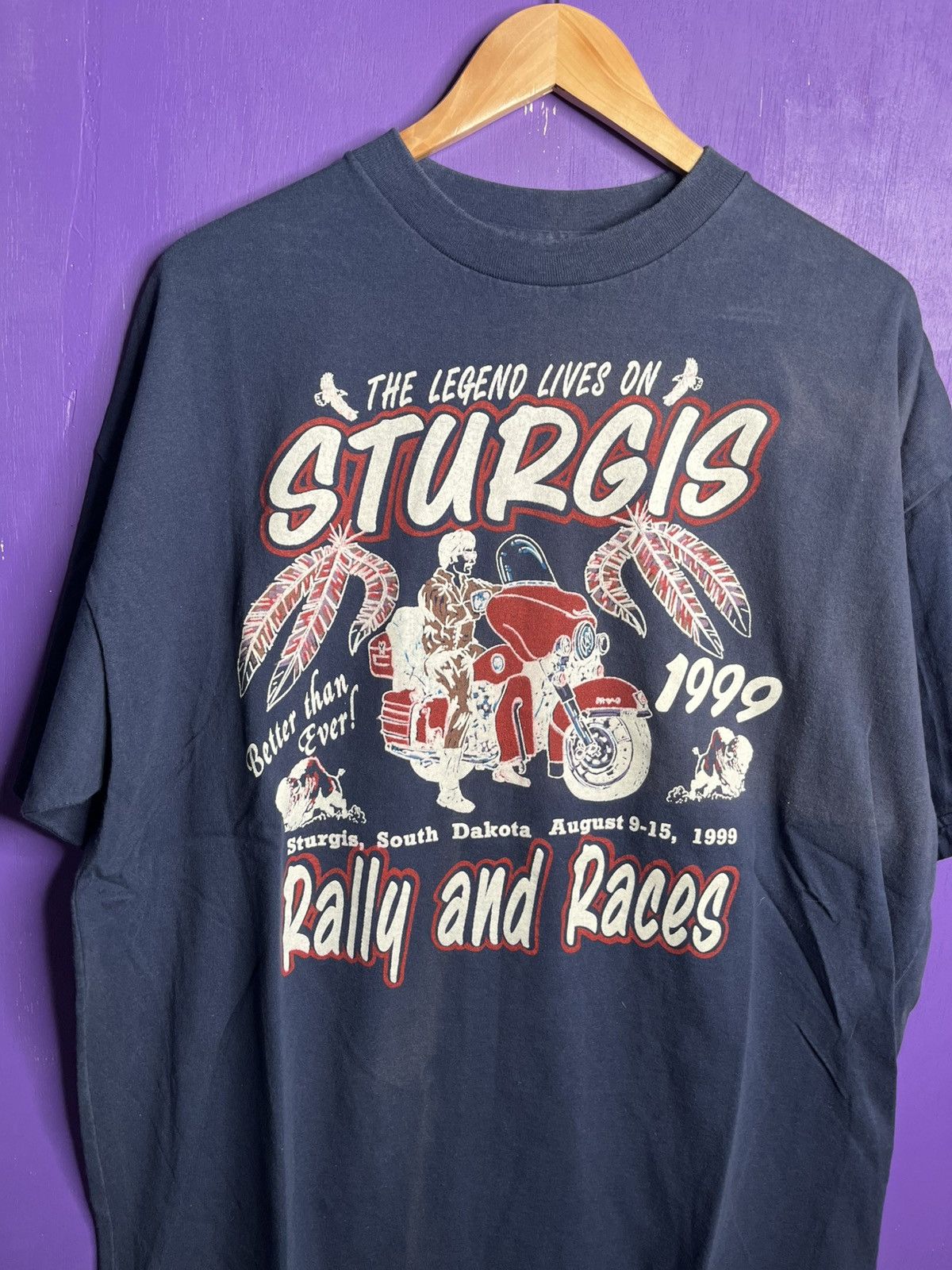 Harley Davidson Vintage 1999 Sturgis rally and races chalk t-shirt Size US XXL / EU 58 / 5 - 3 Thumbnail