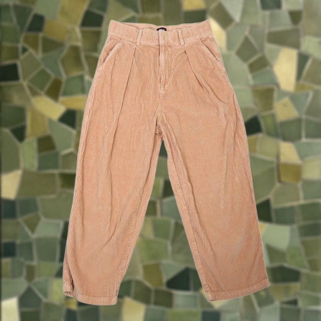 Bdg VINTAGE BDG Urban Outfitters orange-tan corduroy high rise pleat front pants 4 Womens Pants Size 27" / US 4 / IT 40 - 1 Thumbnail