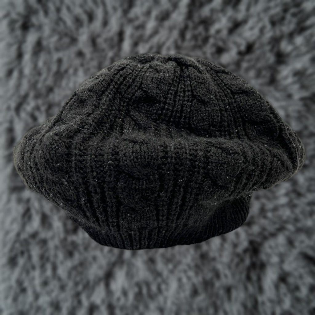 Vintage Black Cableknit Beanie Beret Style Hat One Size Womens Size ONE SIZE - 1 Thumbnail