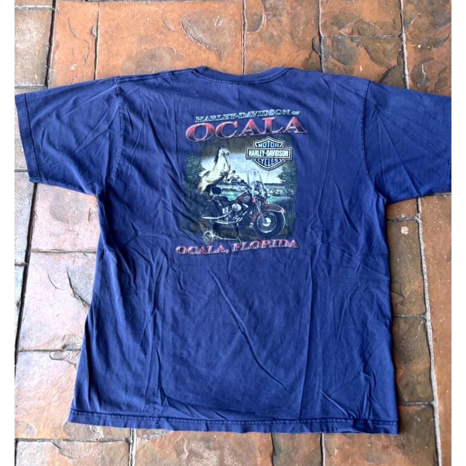 Harley Davidson VINTAGE Harley-Davidson T-Shirt XL Men Blue Motorcycle USA Crew Neck Short Sleeve Logo Logo Double-Sided Biker 90s Decade Vintage Theme Accessories Size US XL / EU 56 / 4 - 2 Thumbnail