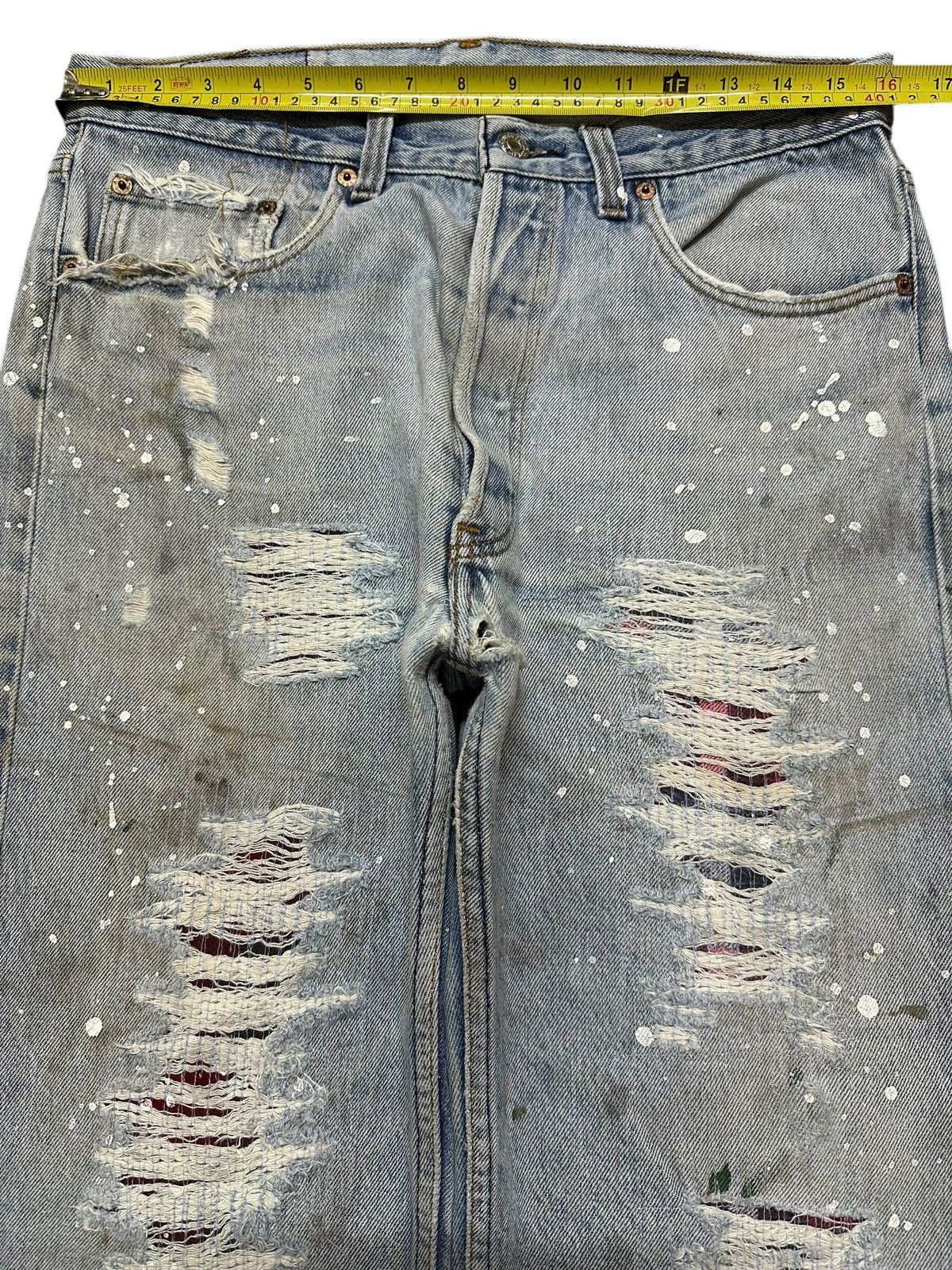 Levi's Vintage 80s Levis 501 Paint Splatter Distressed Jeans Size US 32 / EU 48 - 12 Thumbnail