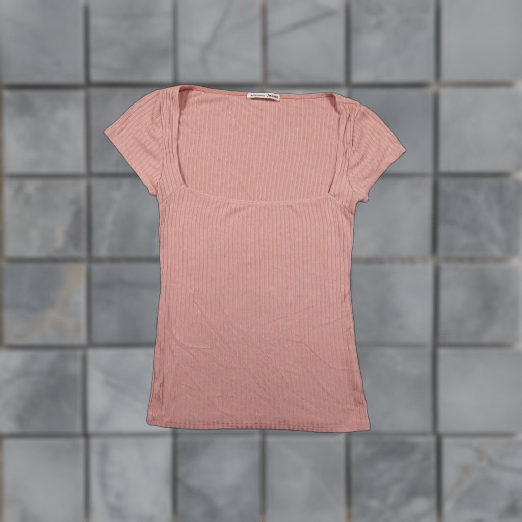 Reformation Reformation Shirt Womens XS Pink Knit Short Sleeve Square Neck Casual Size XS / US 0-2 / IT 36-38 - 1 Thumbnail