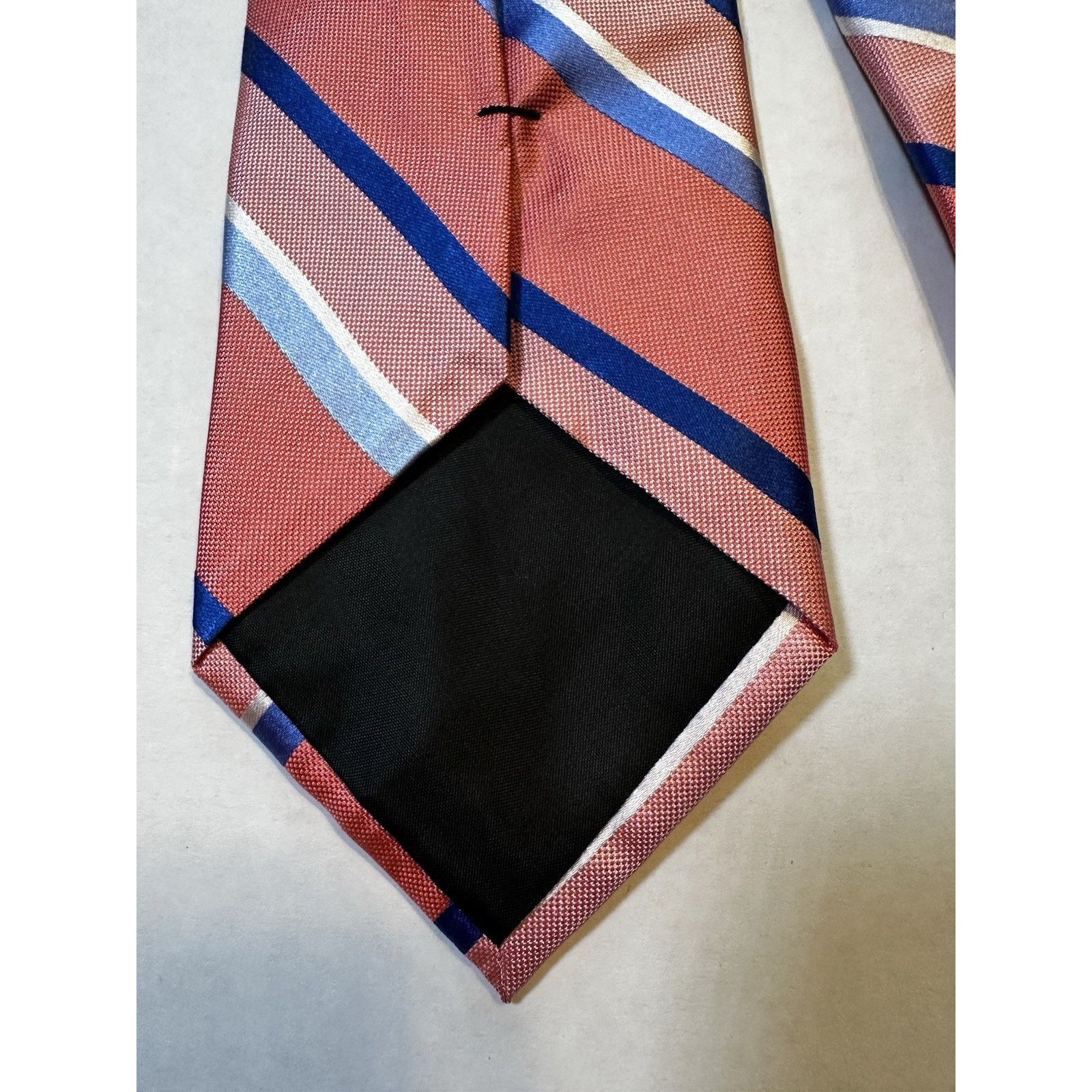 Stafford Stafford Neck Tie Silk Pink/Blue Stripe Preppy Business Size ONE SIZE - 9 Thumbnail