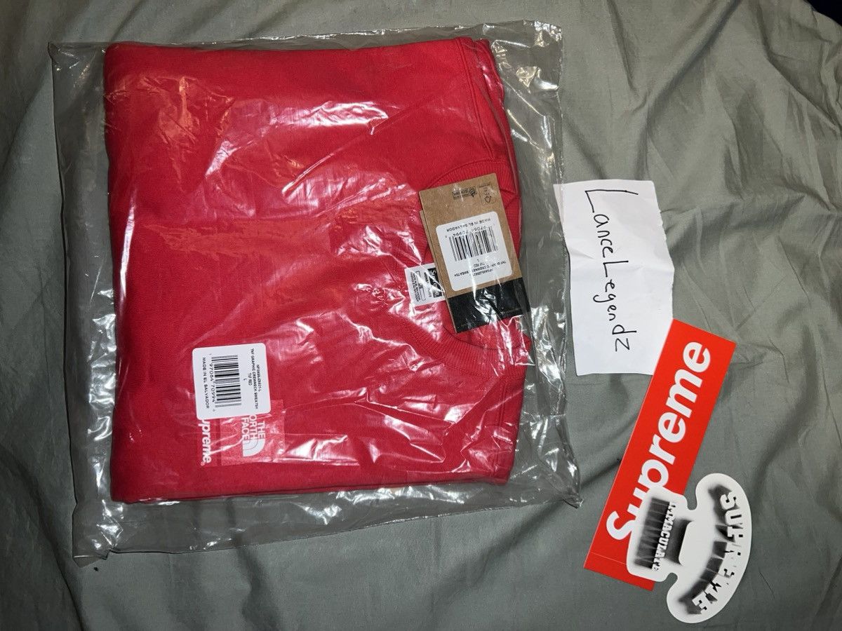 image of Supreme/north Face Crewneck in Red, Men's (Size Large)