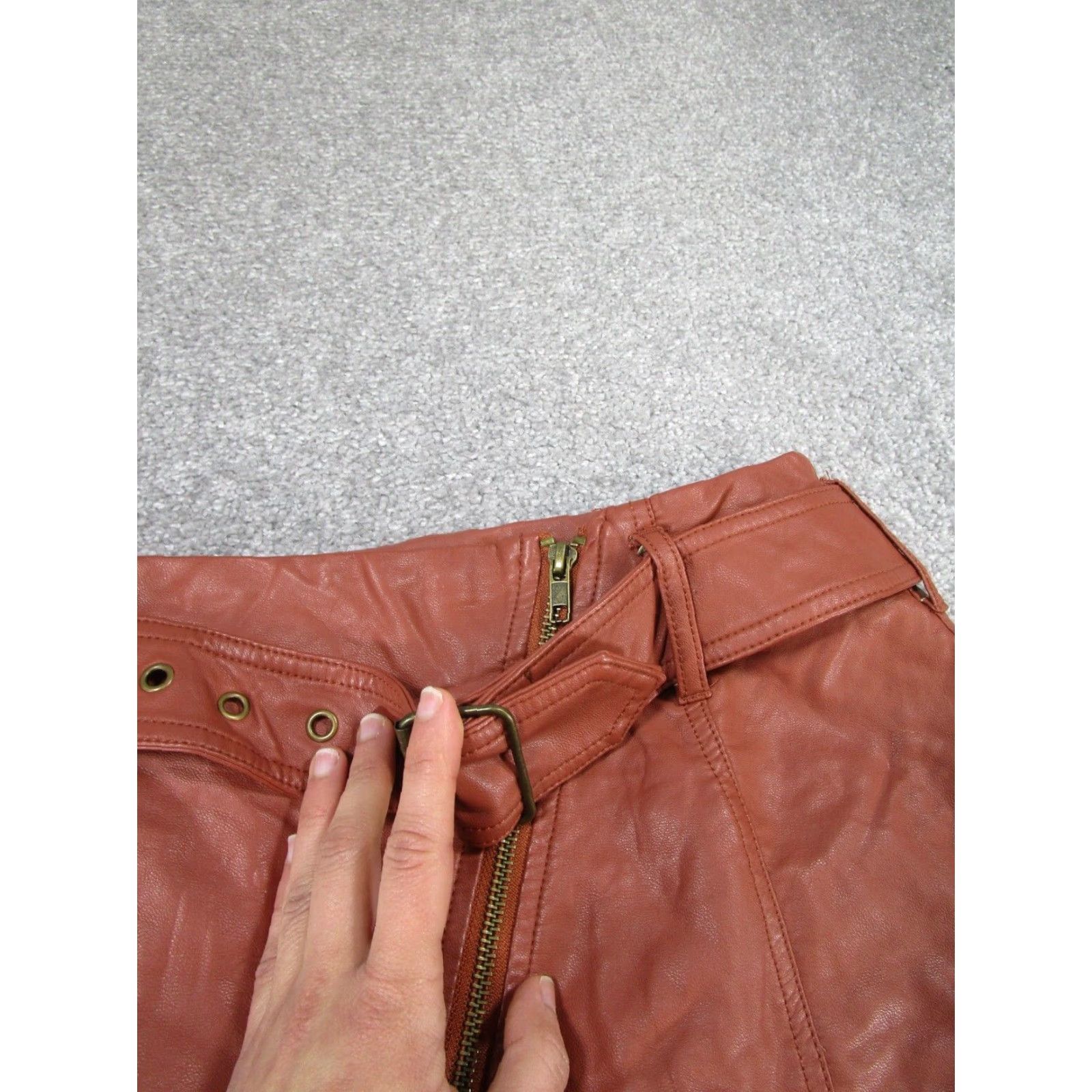 Free People Free People Skirt Womens 2 Short Red Faux Leather Zipper A-Line Size 26" / US 2 / IT 38 - 2 Thumbnail