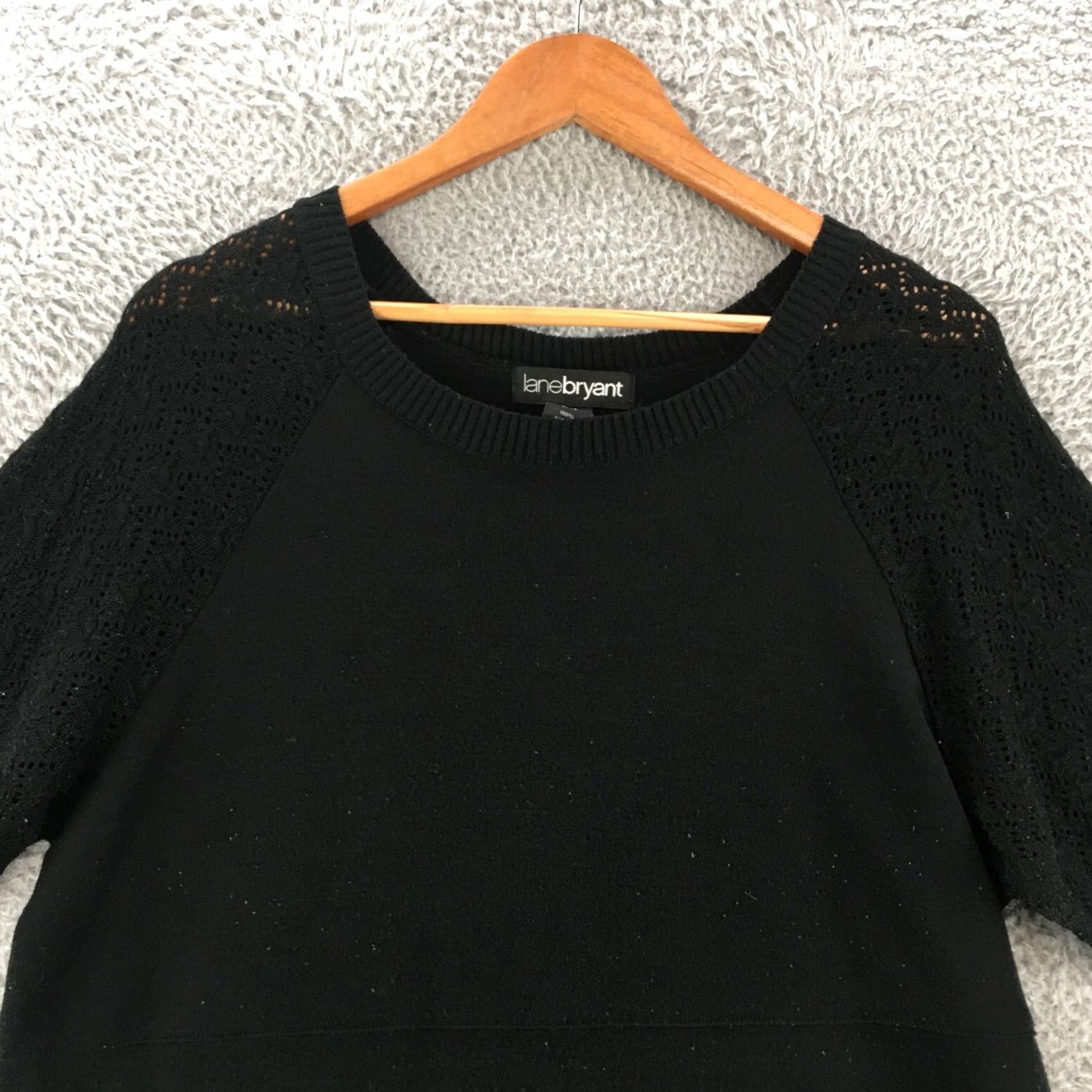 Vintage Lane Bryant Blouse Sweater Pullover 14/16 Black Round Neck Raglan Sleeve Womens Size XL / US 12-14 / IT 48-50 - 2 Thumbnail