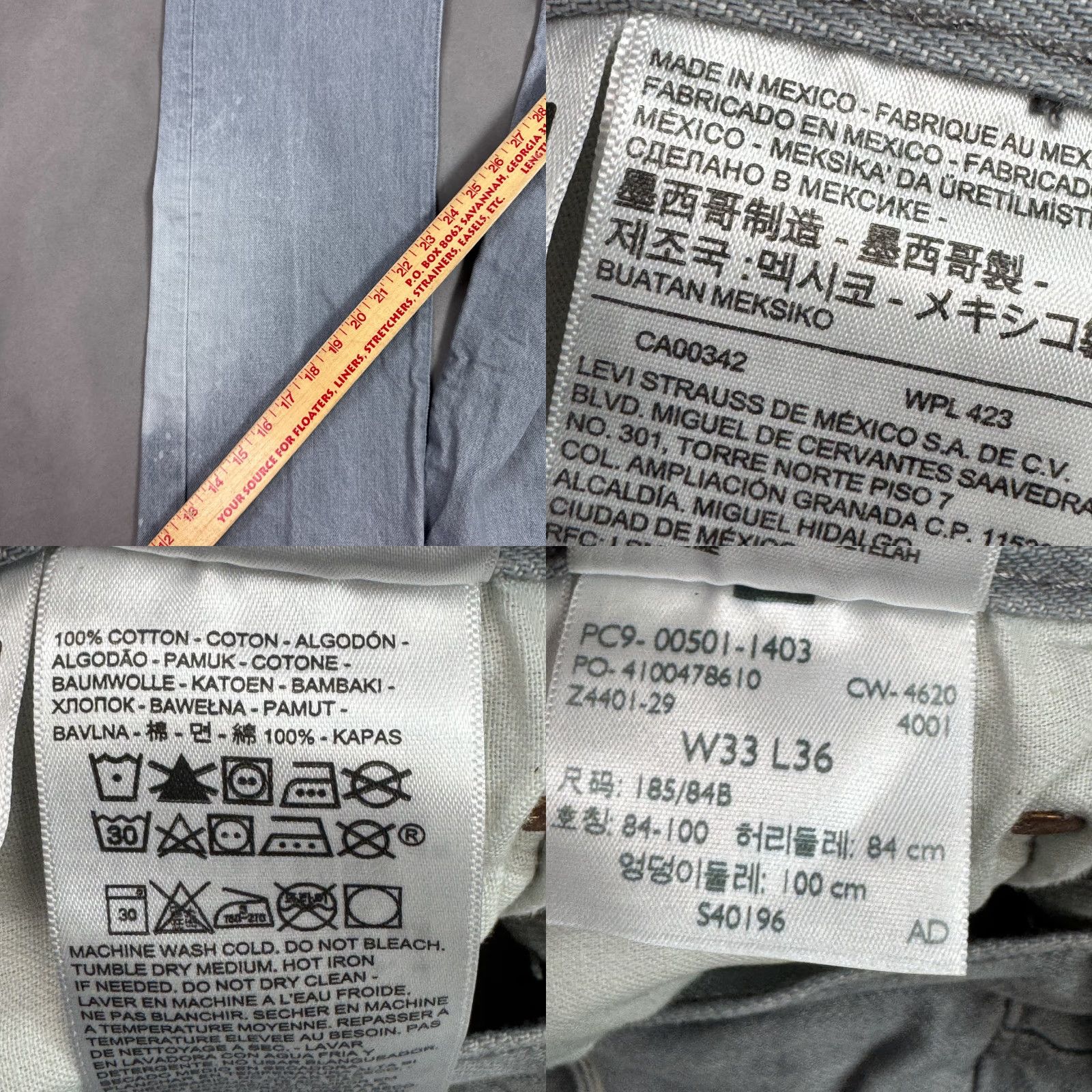 Levi's Levi's 501 Jeans Mens 32x32 Gray Button Fly Faded Bleach Denim Pants Vintage No (Tag33x36) Size US 33 - 8 Thumbnail