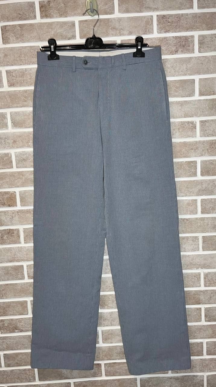 image of Hermes Vintage Mens Striped Classic Pants Cotton Luxury S.42 in Blue (Size 26)