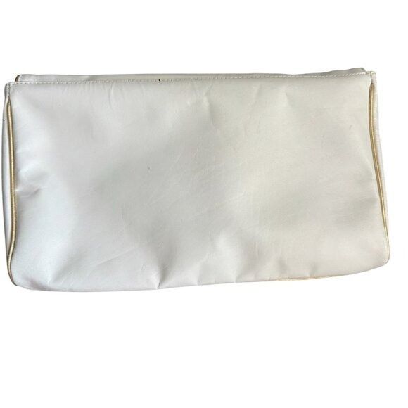 Steve Madden Steven by Steve Madden White Leather Clutch Handbag with Gol Size ONE SIZE - 4 Thumbnail