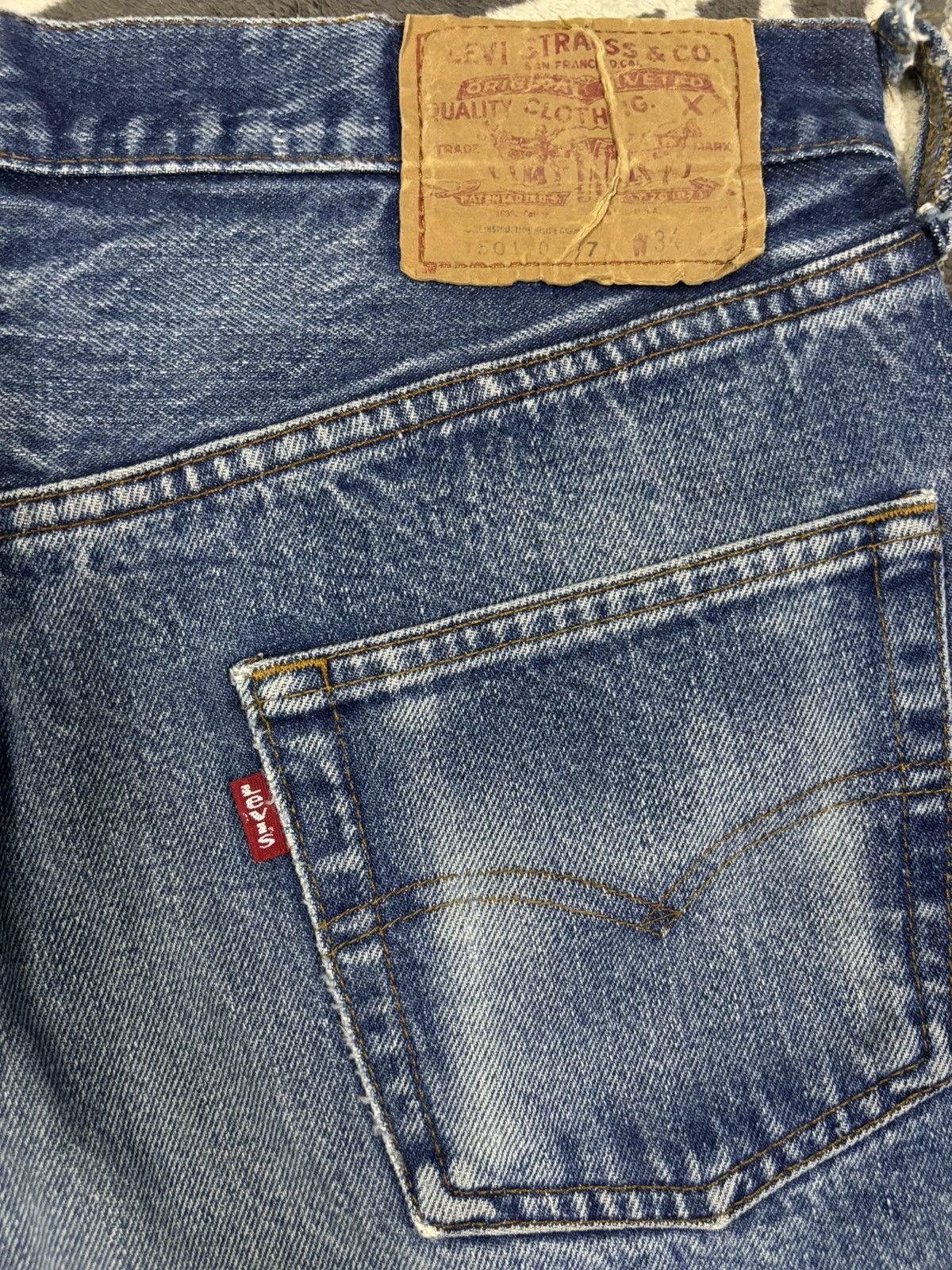 Levi's Vintage 80s Levis 501 Selvedge Denim Shorts-Stamp Button 524 Size 32" / US 10 / IT 46 - 7 Thumbnail