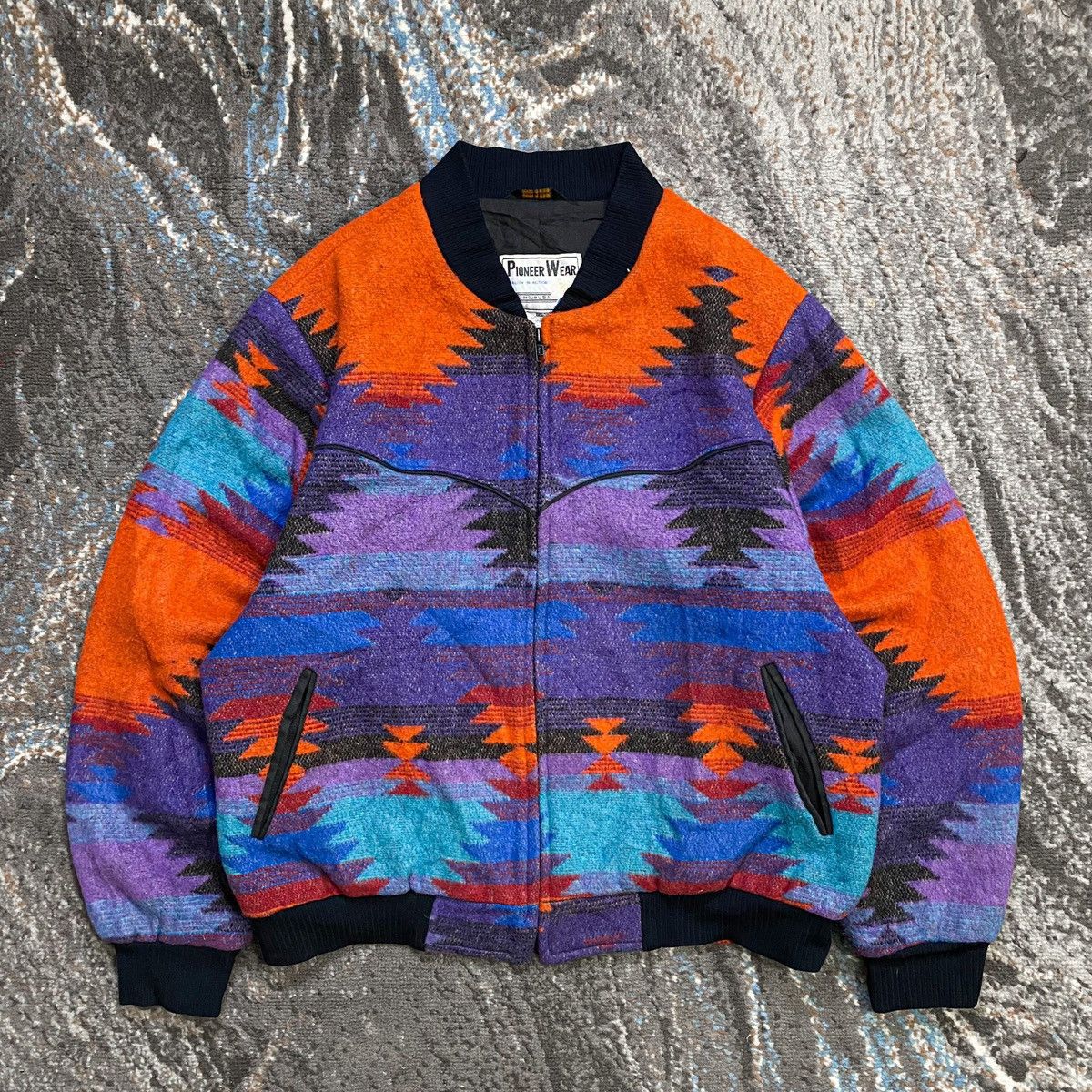 image of Made In USA x Vintage 80’S Pioneer Wear Usa Navajo Wool Jacket in Purple, Men's (Size Large)