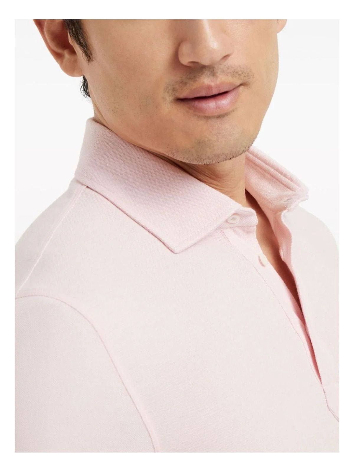 Brunello Cucinelli o1w1db10725 Polo Shirt With French Collar in Light Pink Size US L / EU 52-54 / 3 - 3 Thumbnail