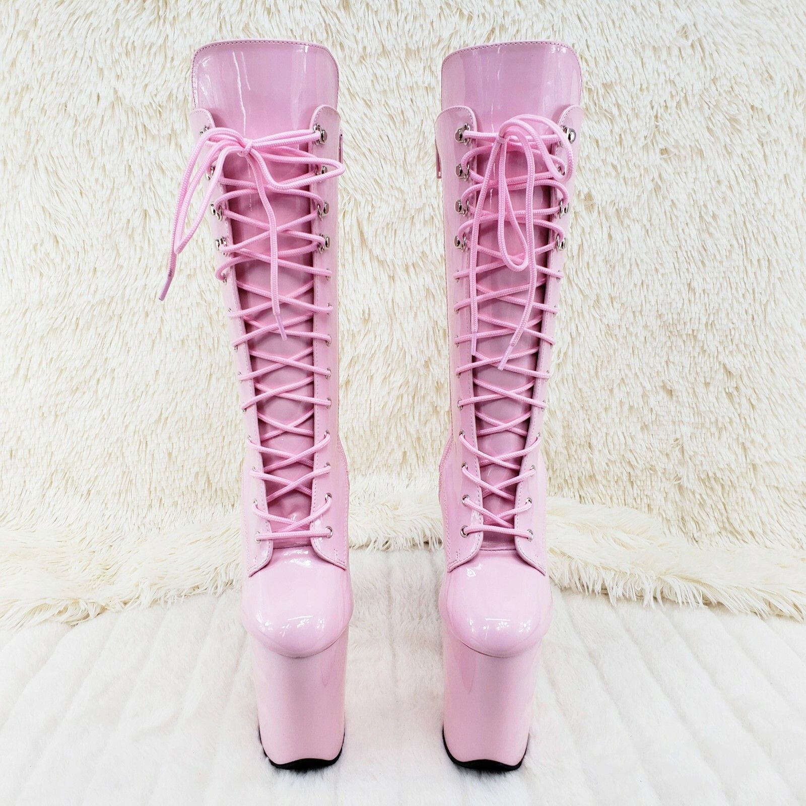 Other Flamingo 1050 Baby Pink Patent 8" Heel Platform Mid Calf Boo Size US 10 / IT 40 - 2 Thumbnail