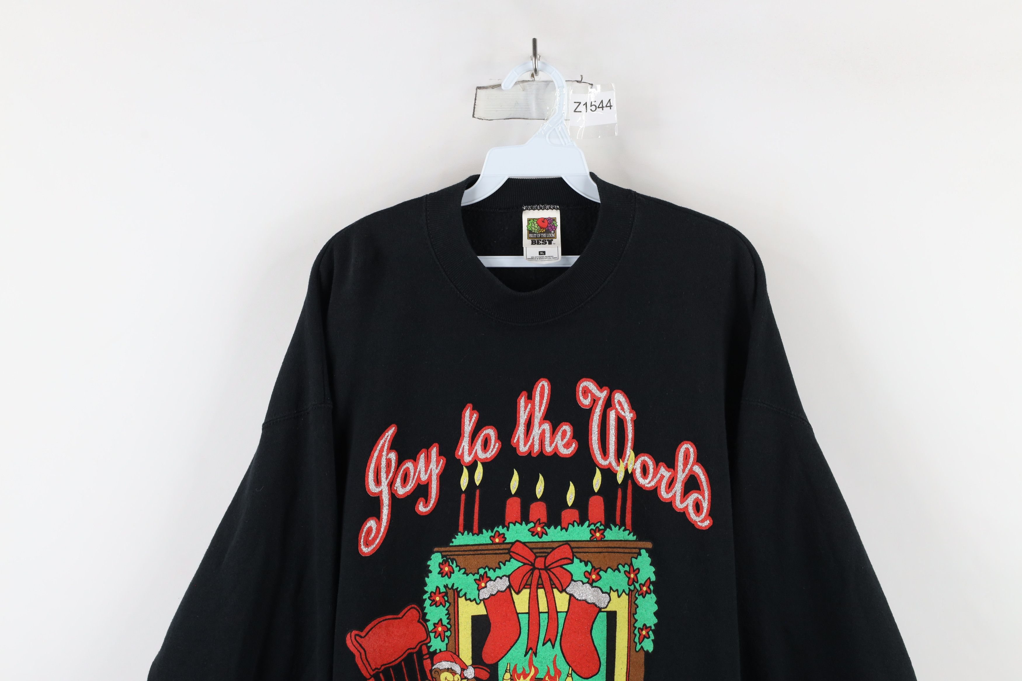 Vintage Vintage 90s Streetwear Joy To the World Christmas Sweatshirt Size XL / US 12-14 / IT 48-50 - 2 Thumbnail