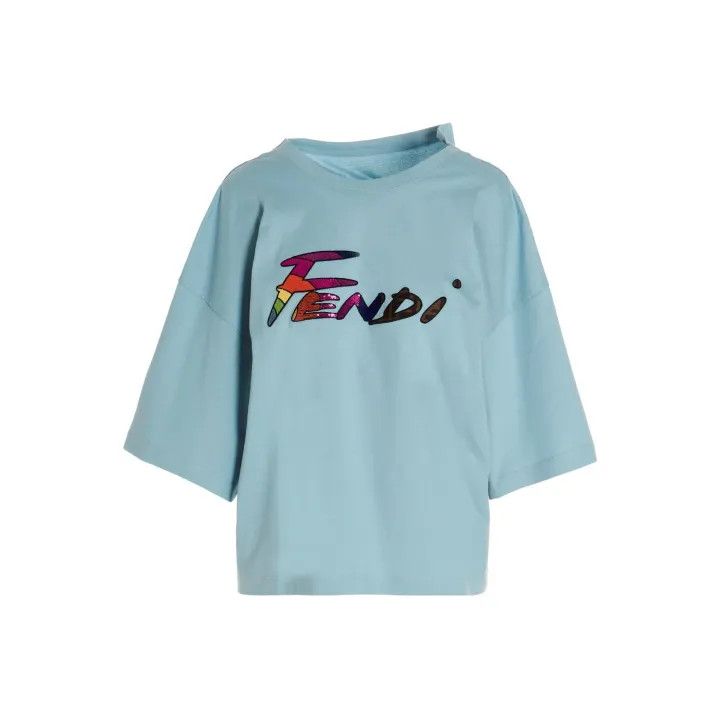 Fendi Fendi SS22 Logo Print Short Sleeve T-Shirt 0079 Size S / US 4 / IT 40 - 1 Thumbnail