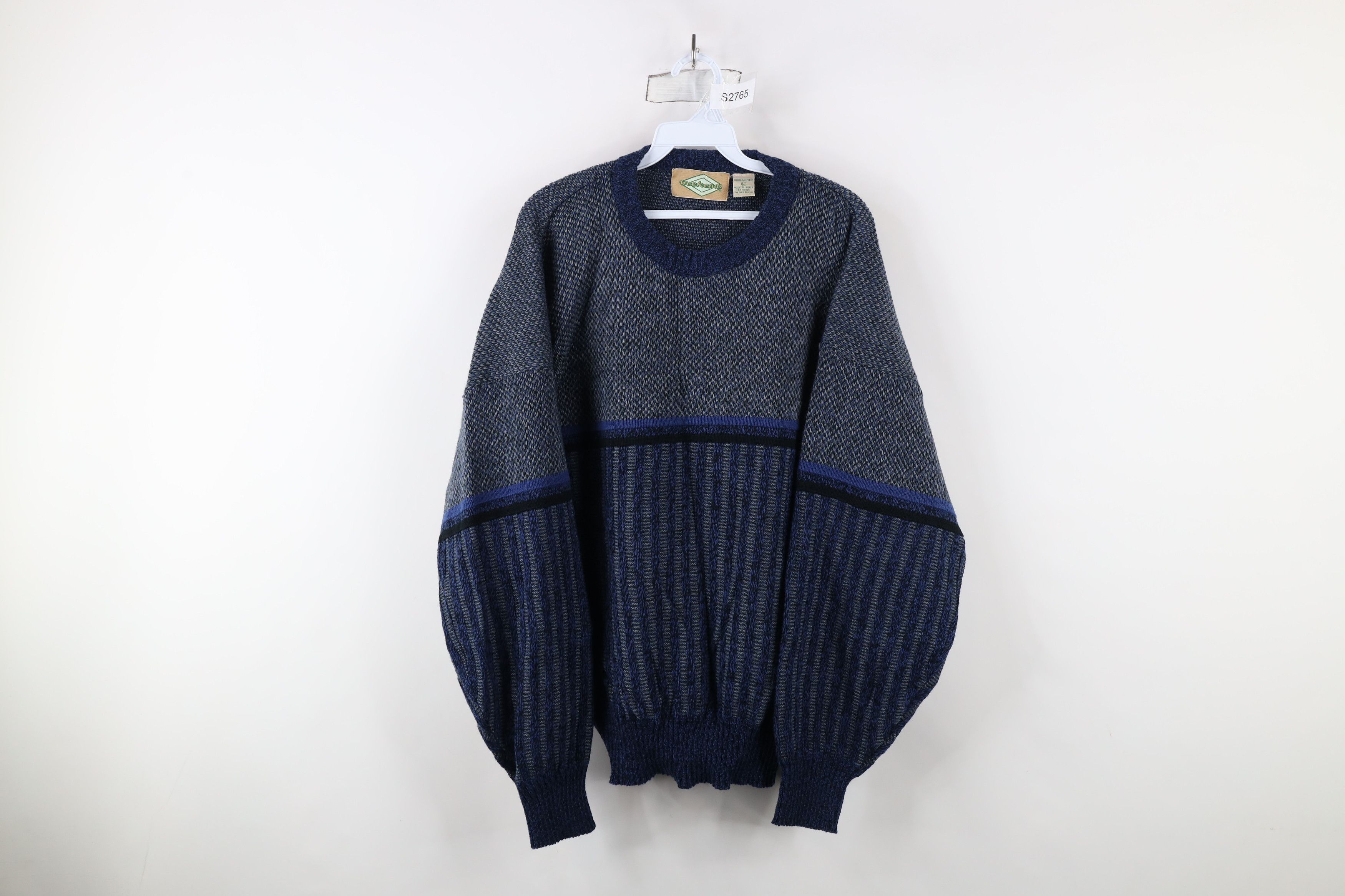 Vintage Vintage 90s Streetwear Block Ribbed Knit Crewneck Sweater Size US L / EU 52-54 / 3 - 1 Thumbnail