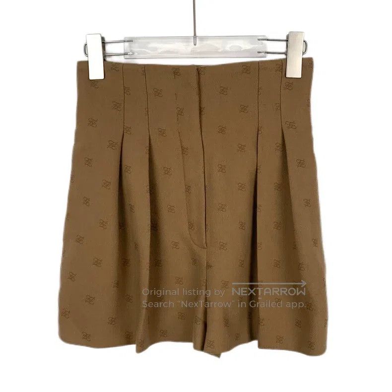 Fendi Fendi Brown logo full print wool pleated skirt shorts Size 42" / US 20 - 1 Thumbnail
