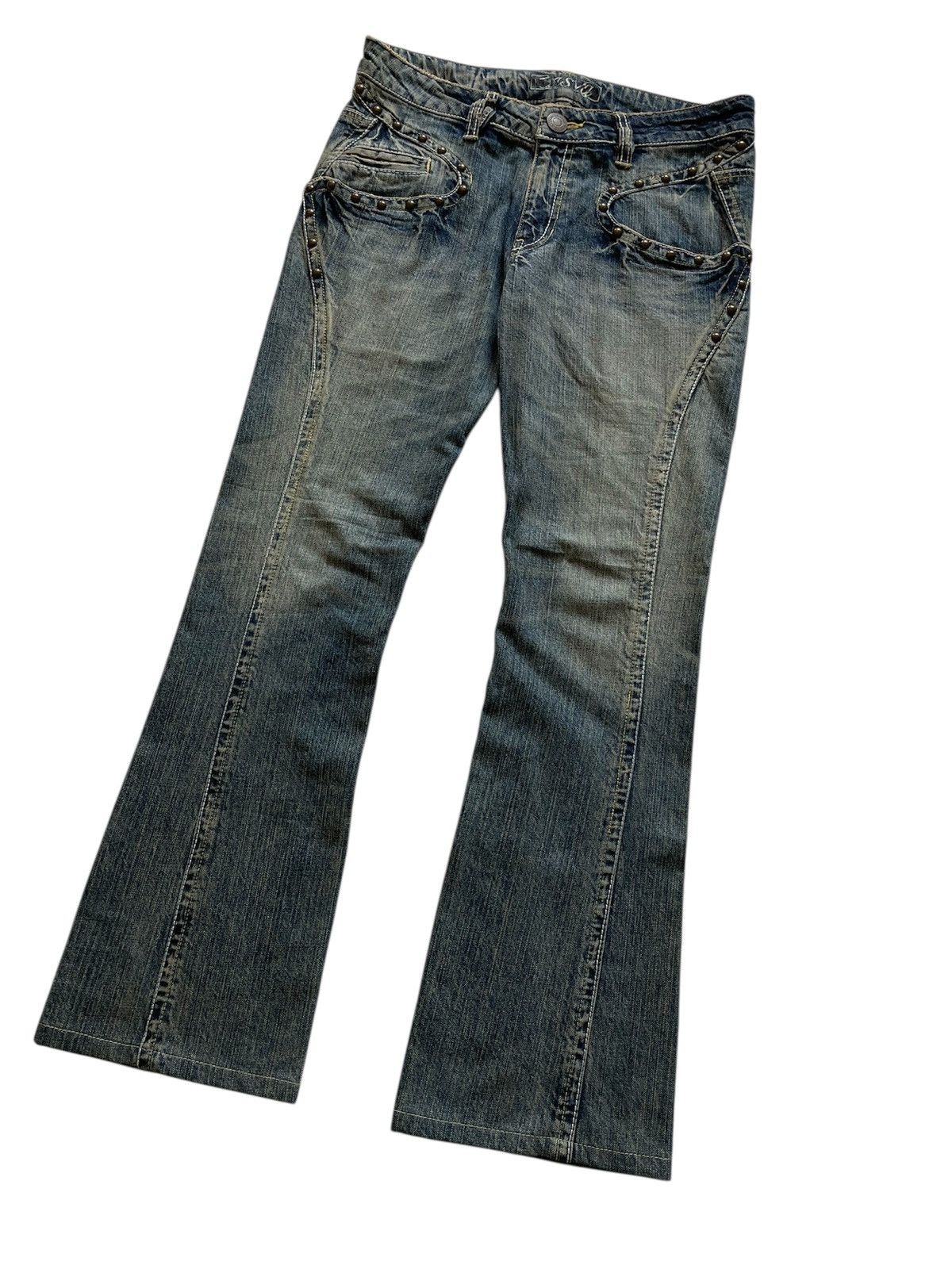 Japanese Brand OFFER!!Very Rare Vintage Casva Stub Flare Jeans Size US 32 / EU 48 - 4 Thumbnail