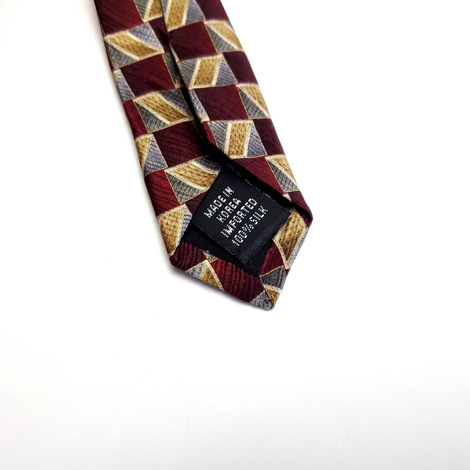 Van Heusen Van Heusen Red Tan Gray Print Wide Geometric Silk Tie Size ONE SIZE - 4 Thumbnail