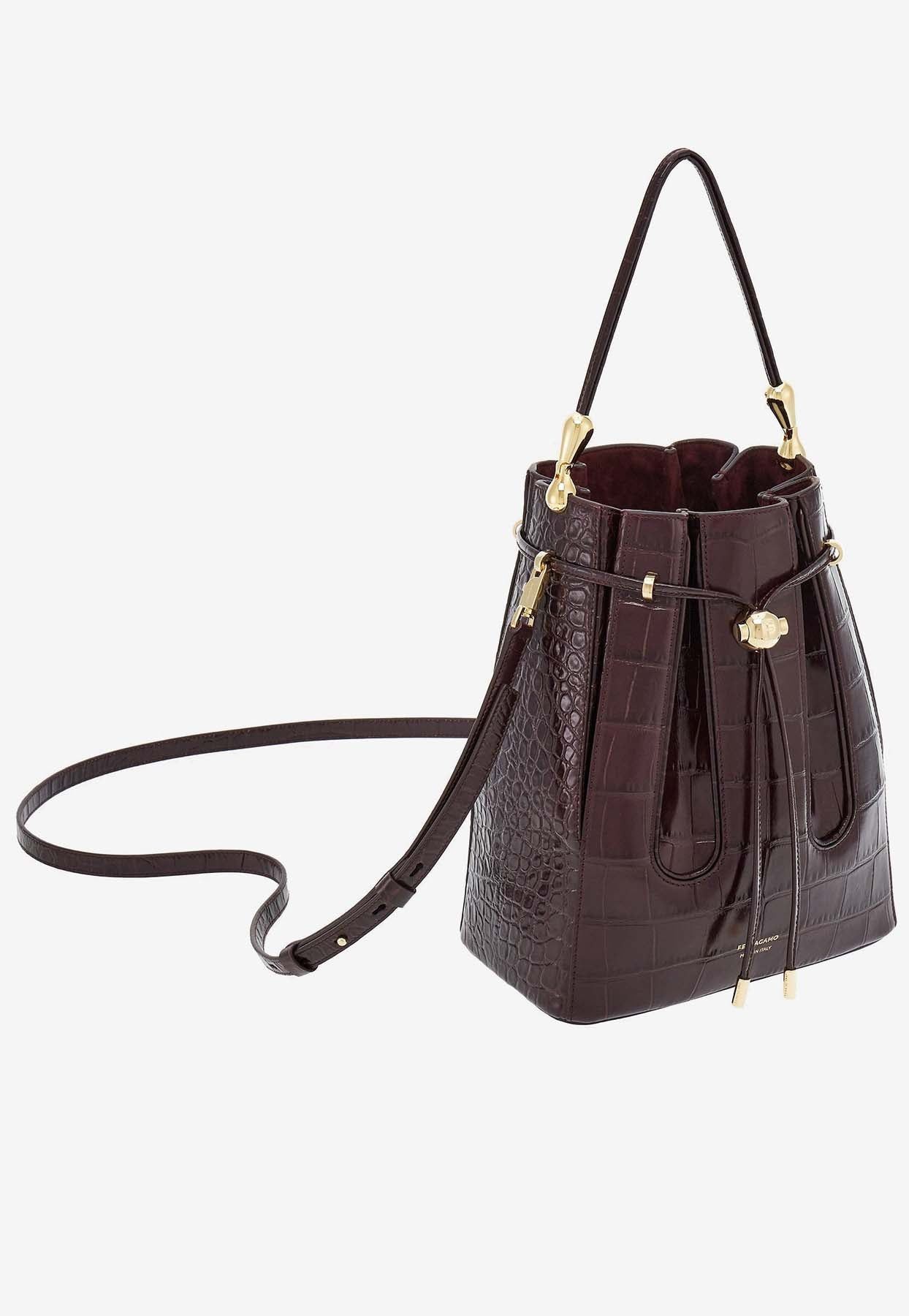Salvatore Ferragamo o1s1rm0924 Size: OS / Leather Bucket Bag in Burgundy Size ONE SIZE - 3 Thumbnail