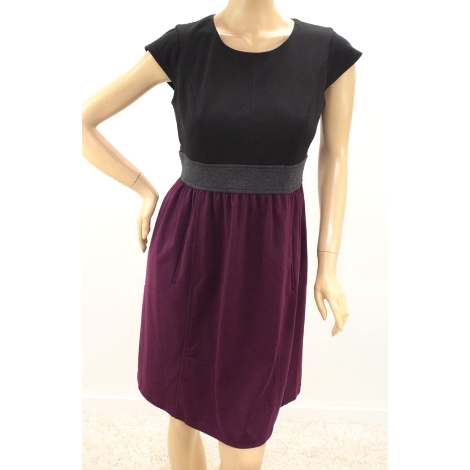 Oleg Cassini Oleg Casini Dress Women's 10 Black & Purple Exposed Zip Bohemian Party Old Money Boho Size L / US 10 / IT 46 - 5 Thumbnail