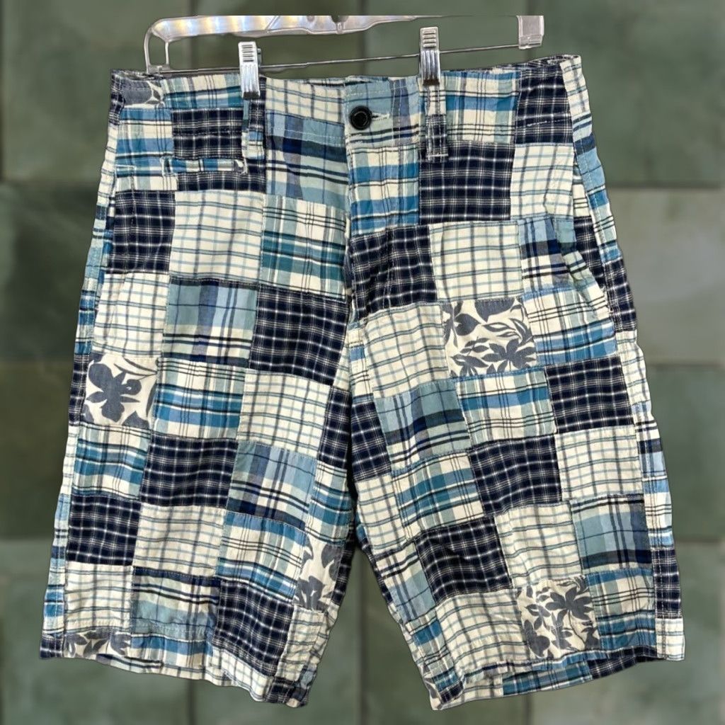 American Eagle Outfitters Bermuda Shorts Mens 30 Blue Plaid Preppy 90s Style Casual Mens