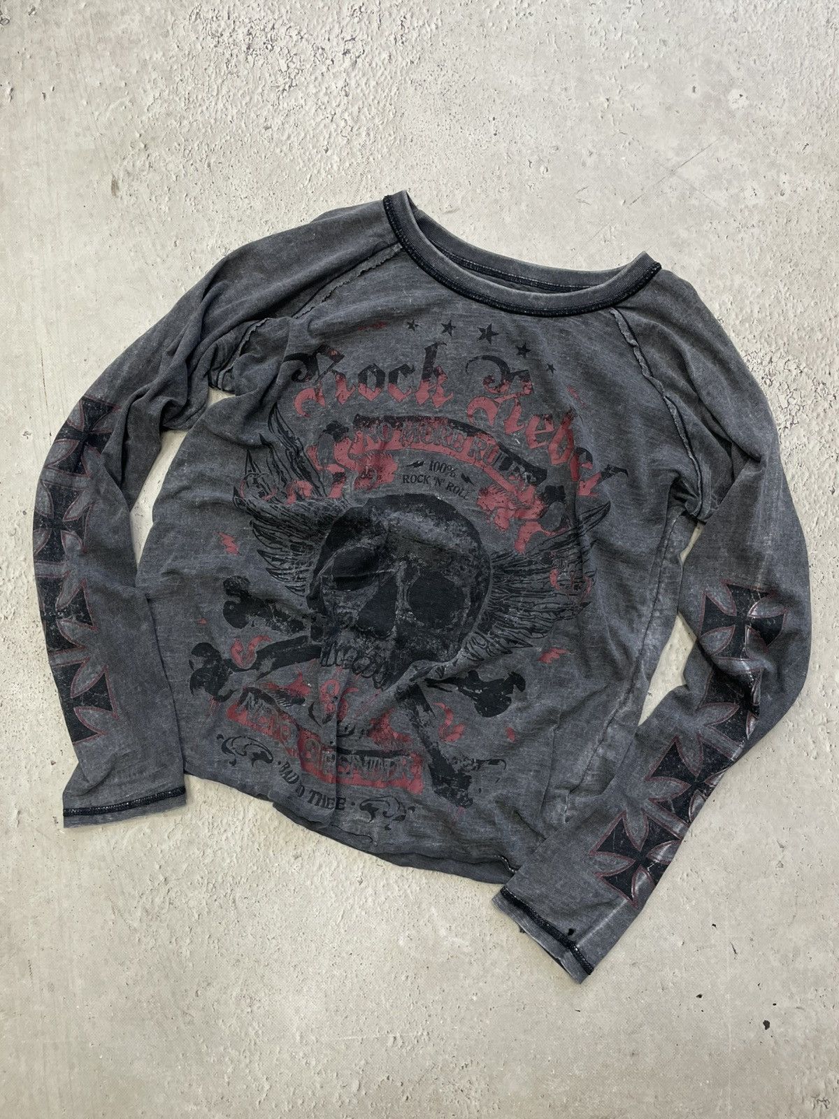 West Coast Choppers Rare washed crosses skulls long sleeve 90s hype y2k Size US M / EU 48-50 / 2 - 9 Thumbnail