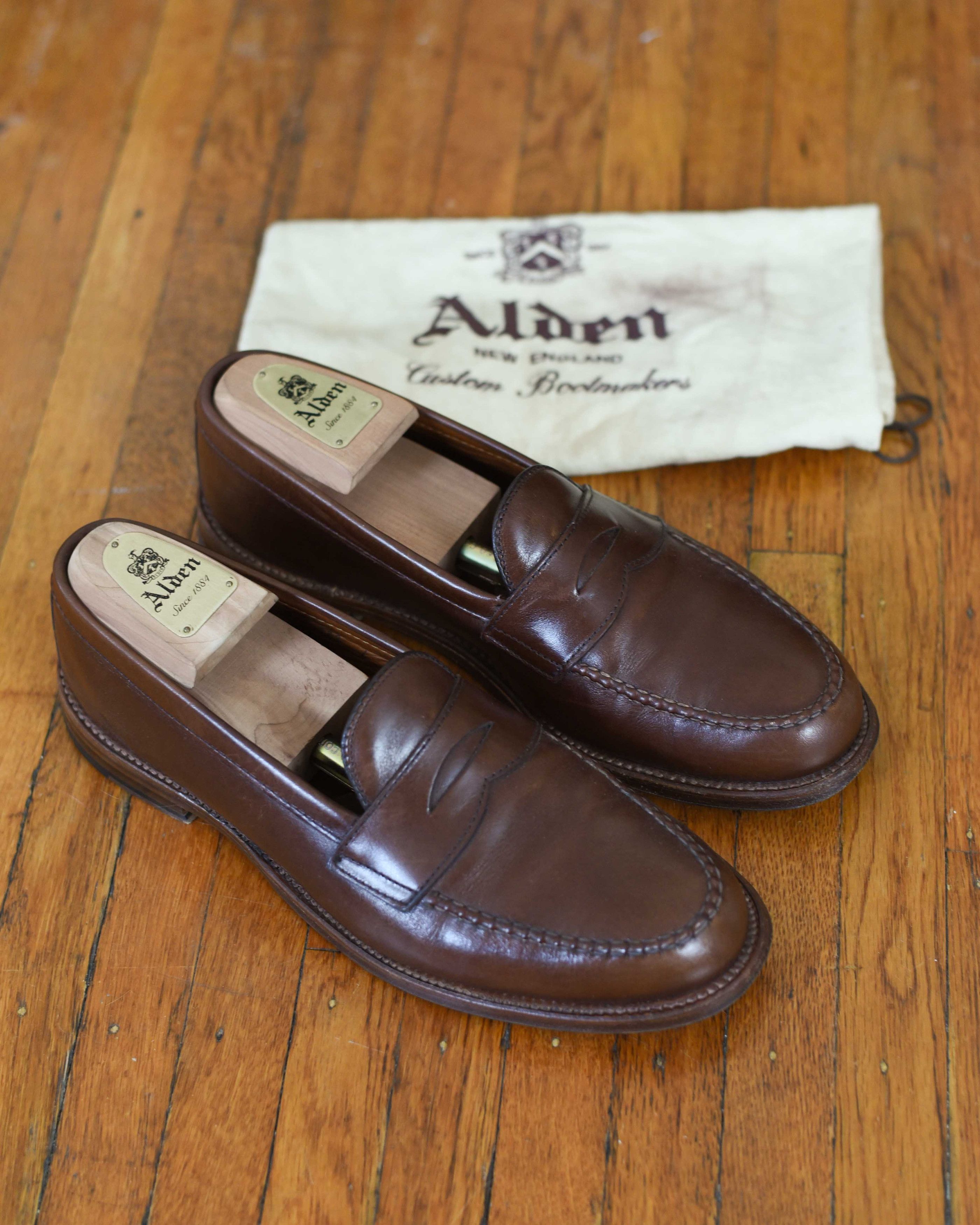 Alden LHS Leisure Handsewn Loafers Brown Vegano Calf 10 D