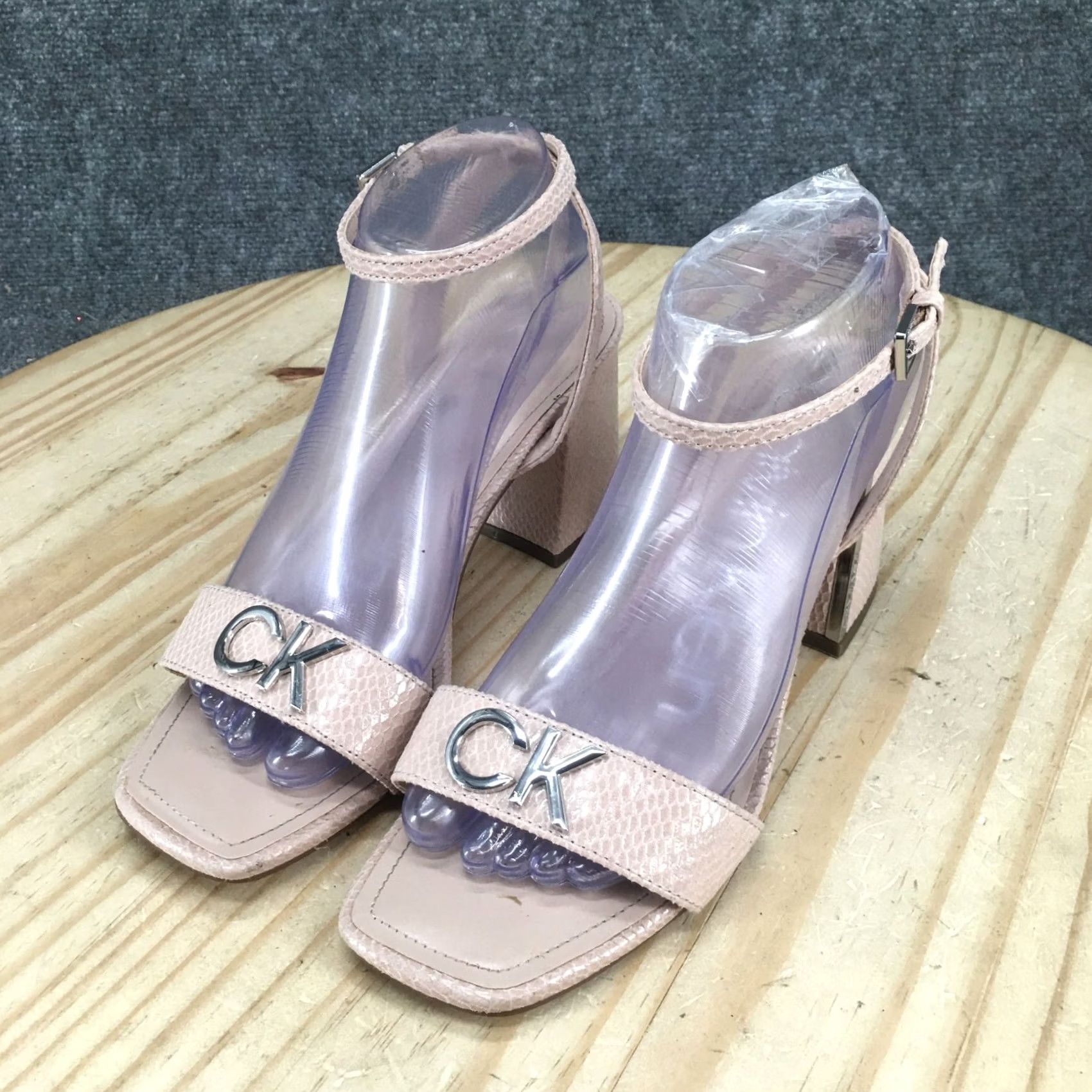 Calvin Klein Calvin Klein Collection Heels Womens 8.5 M Chemina Ankle Straps Buckle Pink Faux Leather Size US 9 / IT 39 - 3 Thumbnail