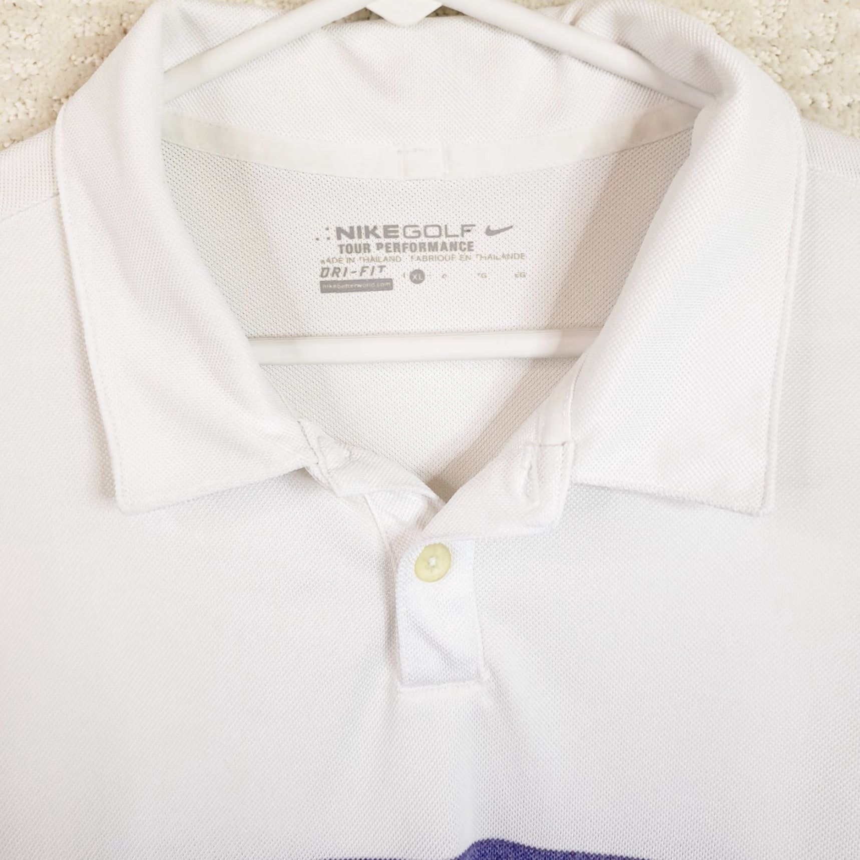 Nike Nike Golf Tour Performance Polo Shirt Men XL Colorblock Purple White DriFit Breathable Moisture Wicking Quick Dry Wrinkle Resistant Logo Golf Shirt Size US XL / EU 56 / 4 - 4 Thumbnail