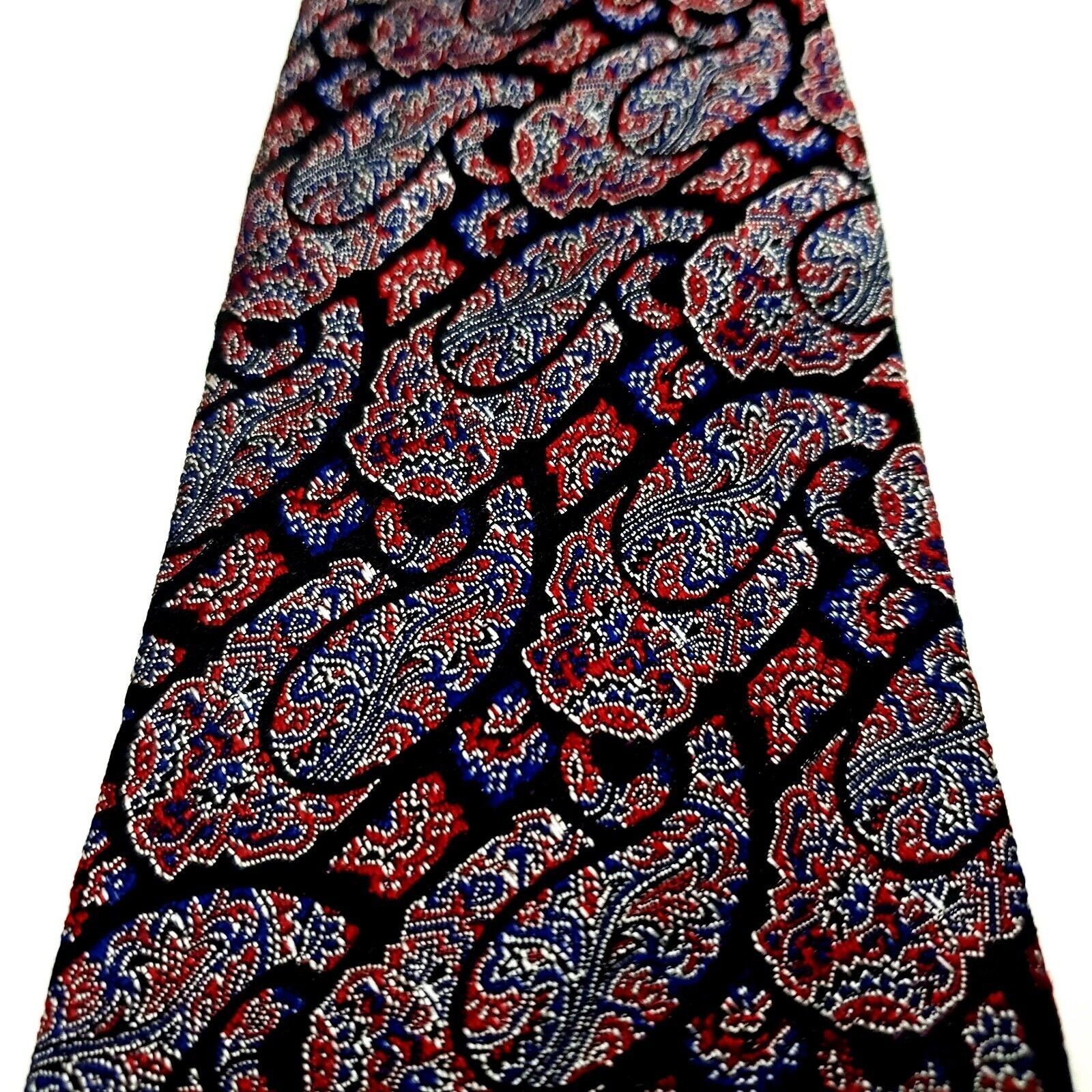 Designer Cesarani Silk Tie Black Red Paisley Woven Size ONE SIZE - 2 Thumbnail