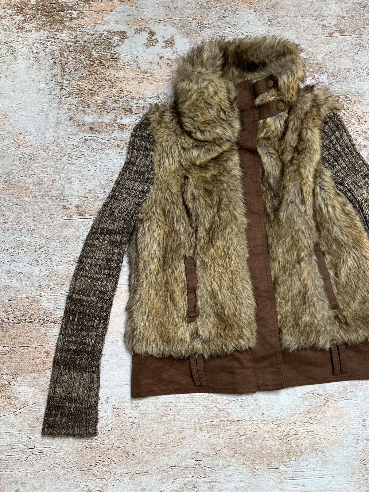 Vintage Vintage Japanese knit jacket with faux fur Size S / US 4 / IT 40 - 2 Thumbnail