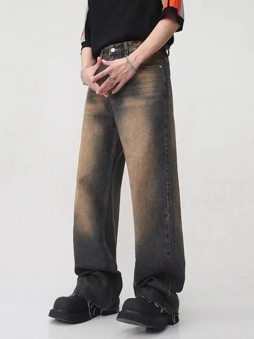 Designer × Japanese Brand Vintage Distressed Straight High Street Wide-Leg Jeans Size US 33 - 1 Thumbnail