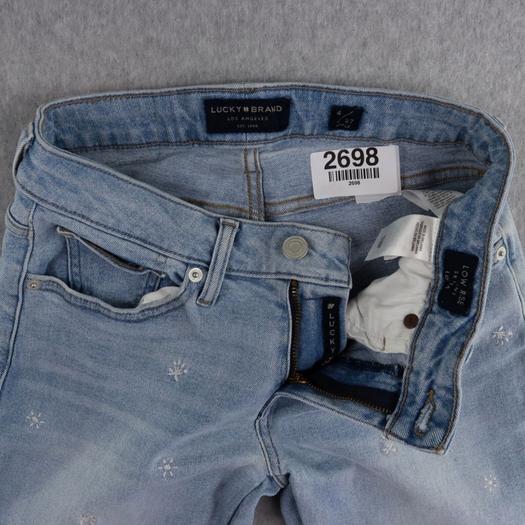 Lucky Brand Lucky Brand Womens Jeans Size 4/27 Low Rise Lolita Skinny Embroidered Denim Blue Pants Size 27" / US 4 / IT 40 - 3 Thumbnail