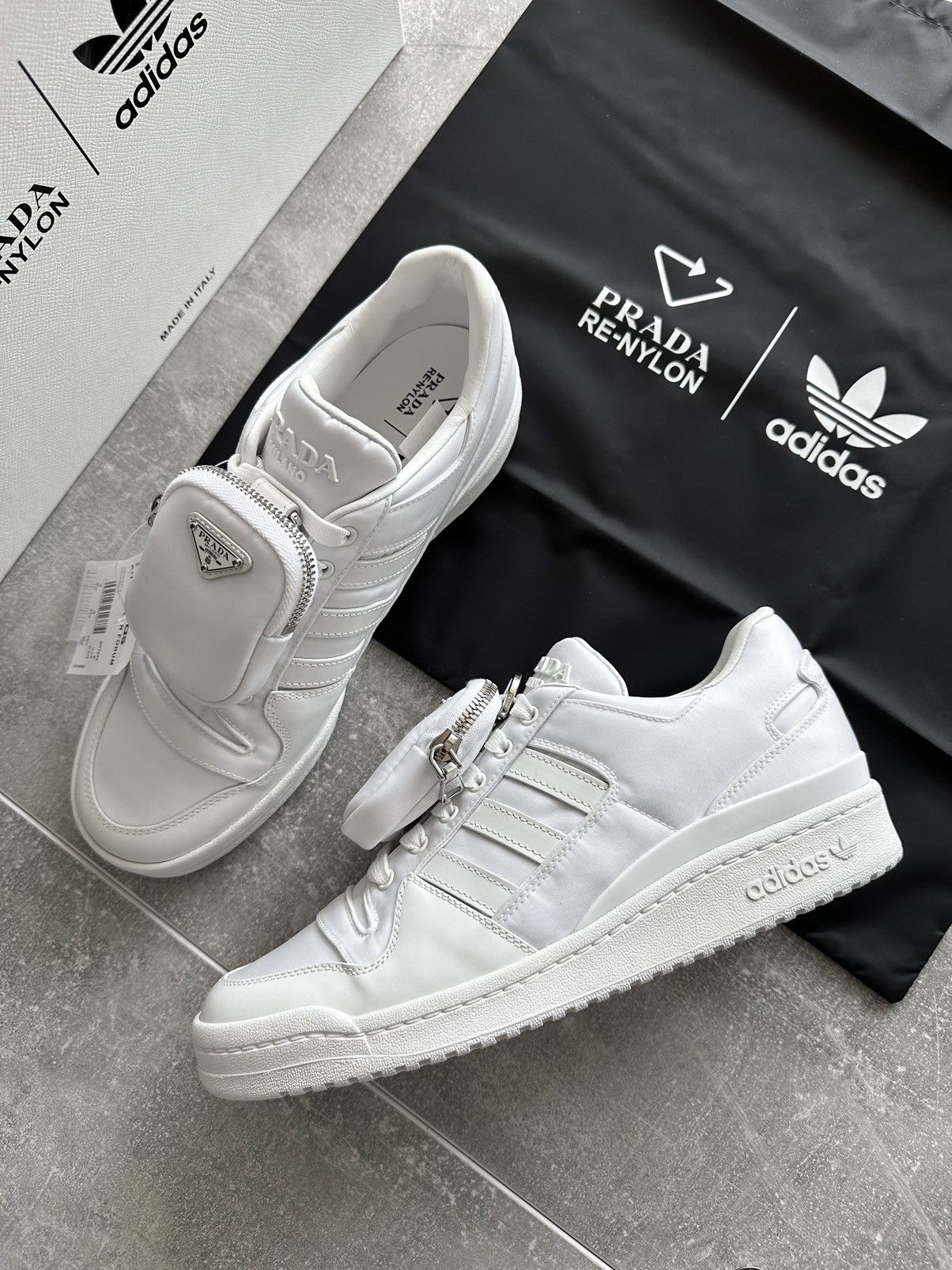 Adidas × Prada Prada Adidas RE-Nylon Forum Low White Sneakers US 6
