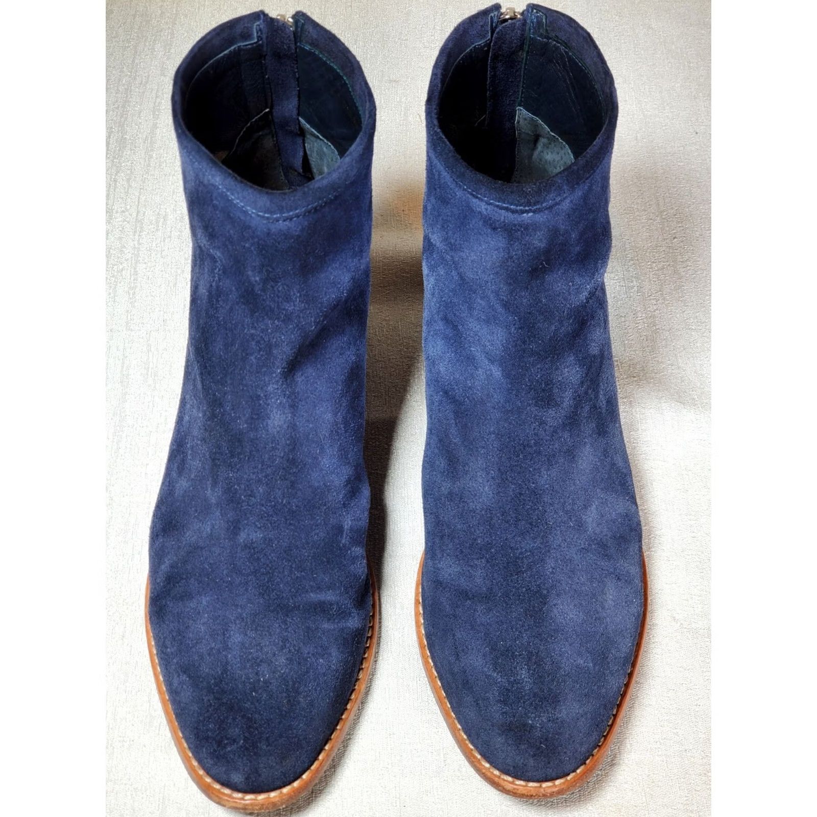 Loeffler Randall Loeffler Randall Felix Blue Suede Leather Ankle Boots Women's US 11 B Back Zip Exposed Zipper LR Logo Pull Suede Leather Sole Size US 11 / IT 41 - 6 Thumbnail