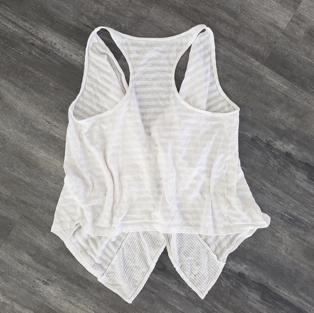 Designer White Tonal Striped LOFT Draped Vest Size XS / US 0-2 / IT 36-38 - 2 Thumbnail