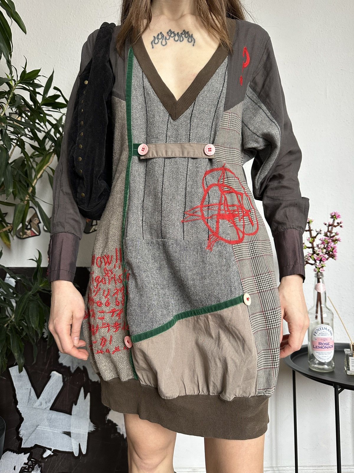 Desigual × Seditionaries × Vintage Desigual Vintage Abstract Patchwork Dress 00s Size ONE SIZE - 2 Thumbnail