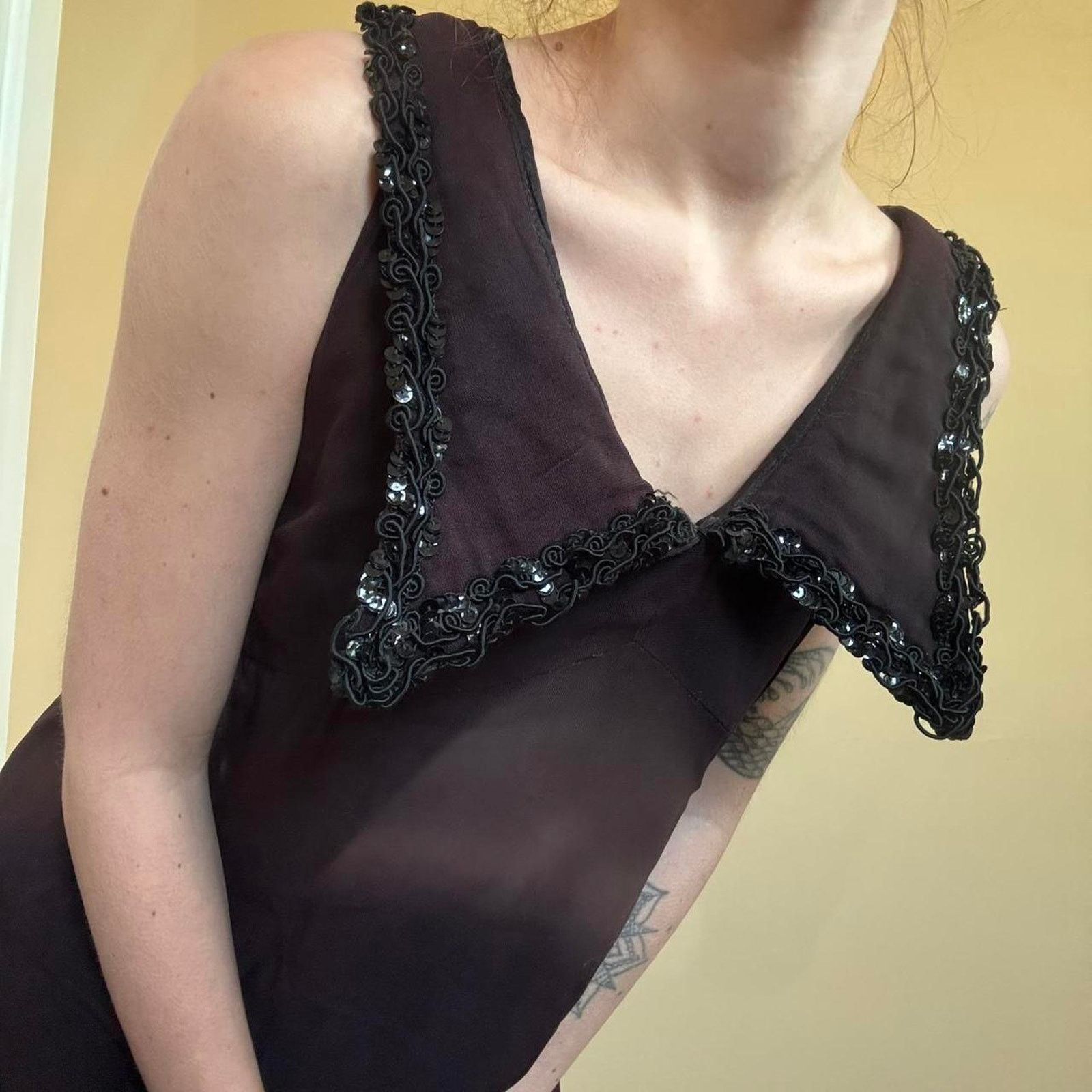 Vintage Vintage Dark Purple 1920s 1930s Style Fringe Bottom Dress Size S / US 4 / IT 40 - 5 Thumbnail