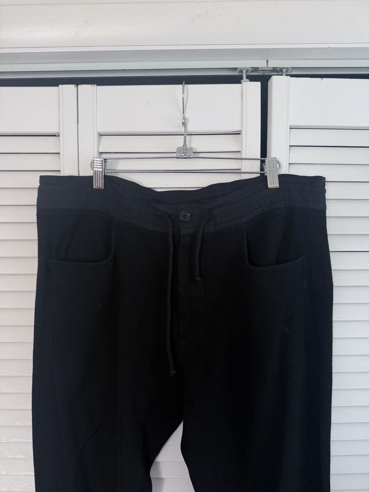 Ann Demeulemeester Ann Demeulemeester Black Wool Drawstring Trousers Size US 32 / EU 48 - 2 Thumbnail