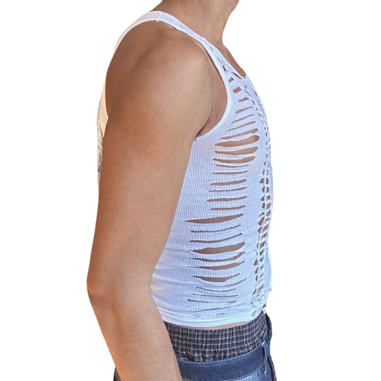 Hanes HANES 'SLASHES" WHITE BRAIDED FESTIVAL TANK TOP_ MEDIUM Size US M / EU 48-50 / 2 - 4 Thumbnail