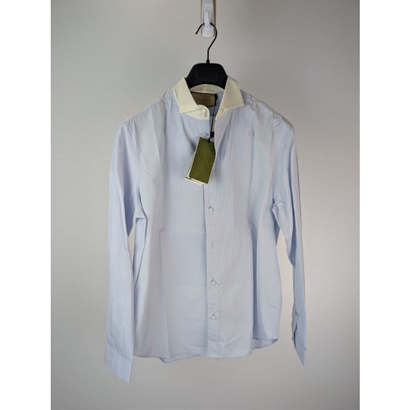 Gucci o1rshd1 Piece Dyed Popeline Boxy Shirt in Baby Blue / Mix Size US M / EU 48-50 / 2 - 2 Thumbnail