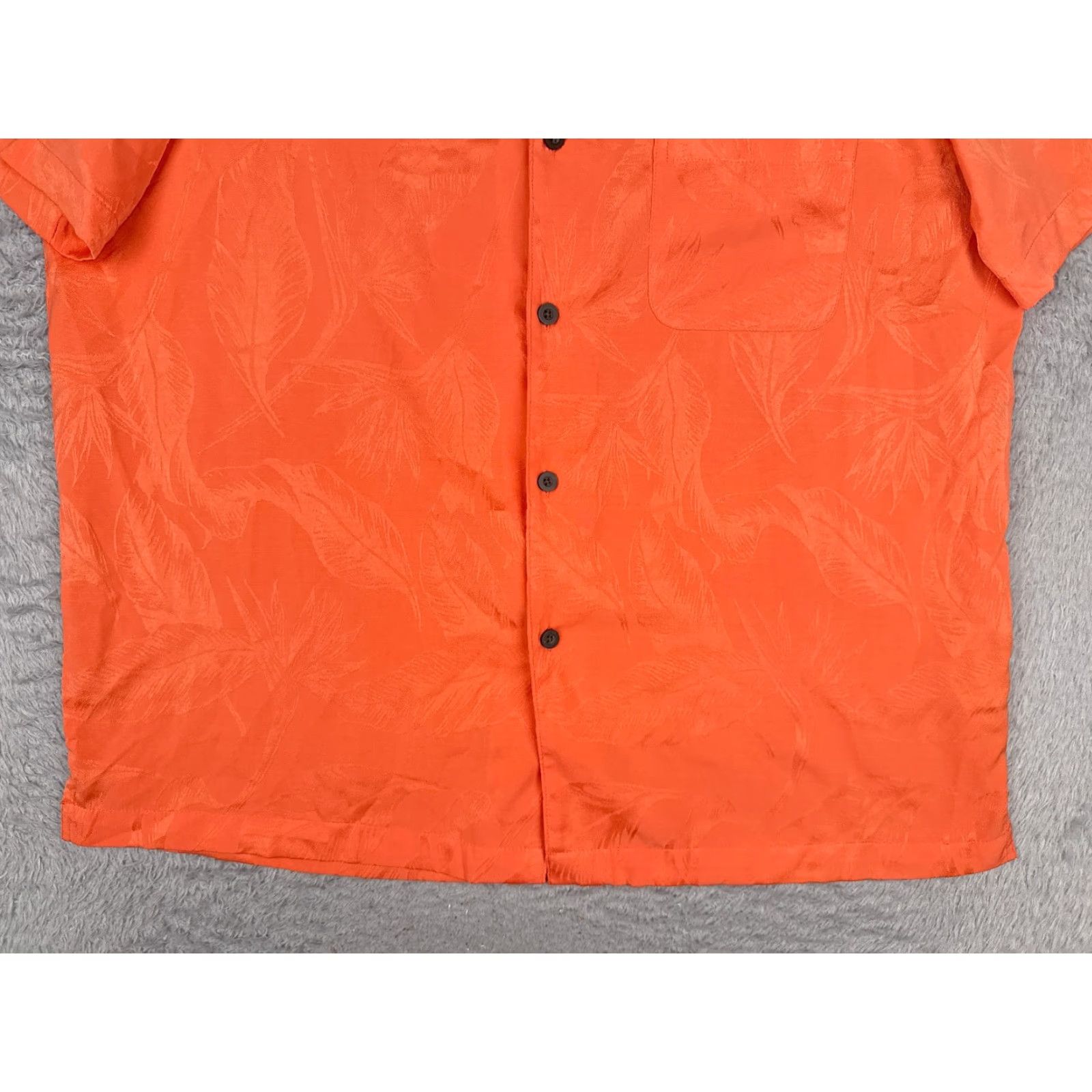 George George Shirt Men Large Orange Floral Embroidered Button Up Hawaiian Polyester Size US L / EU 52-54 / 3 - 5 Thumbnail