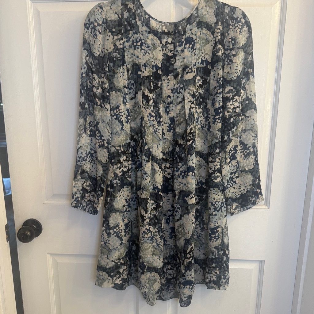 Women's Club Monaco Silk Dress Size 4 Blue Gray - joarbit.com