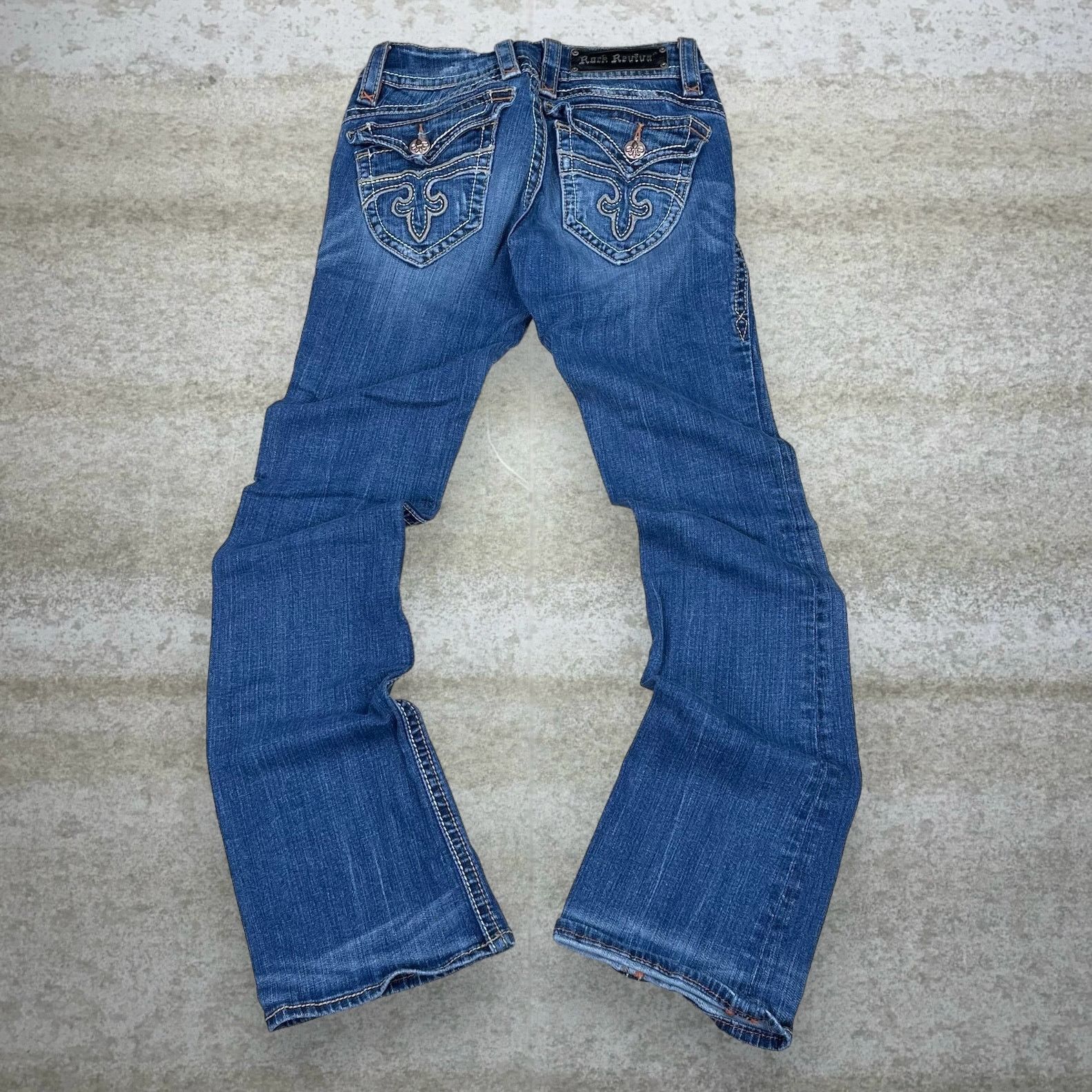 Vintage Y2K Rock Revival Jeans Womens 26 Flared Medium Wash