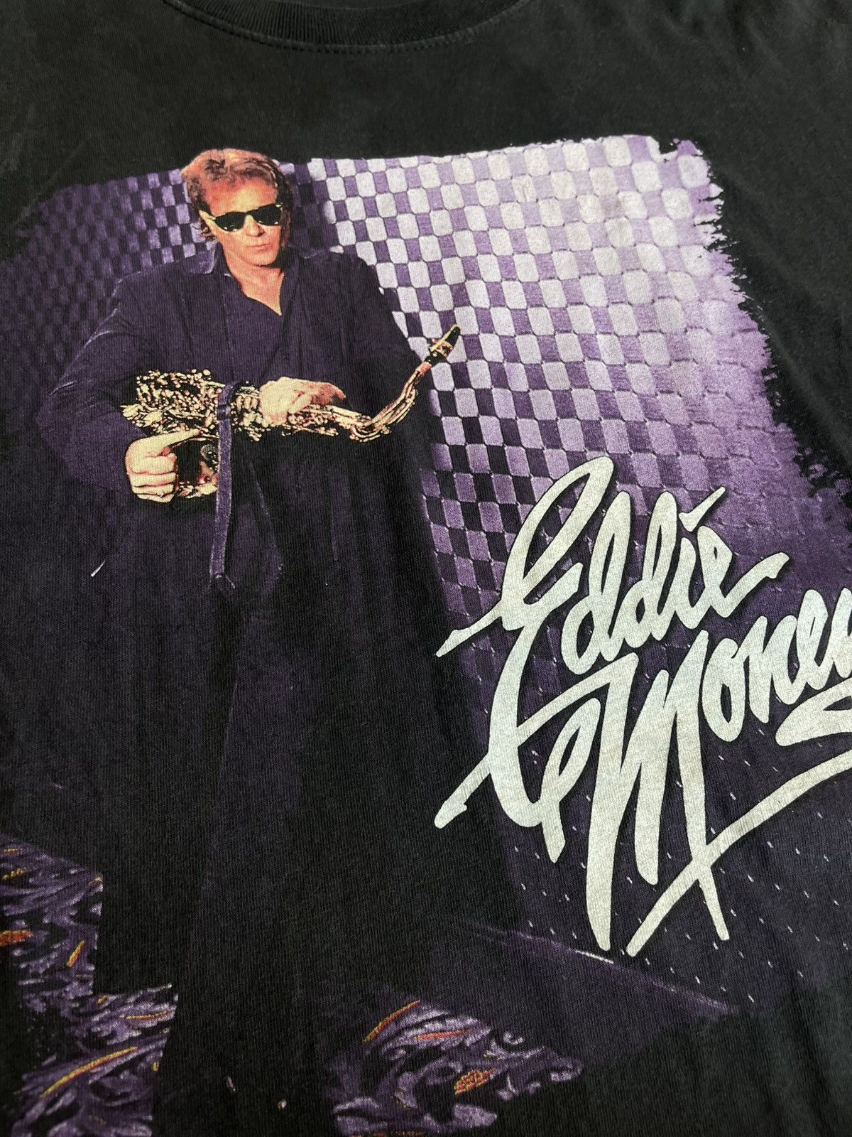 Band Tees Vintage 90s Eddie Money Autographed Black Concert Rock Tour Size US XL / EU 56 / 4 - 5 Thumbnail