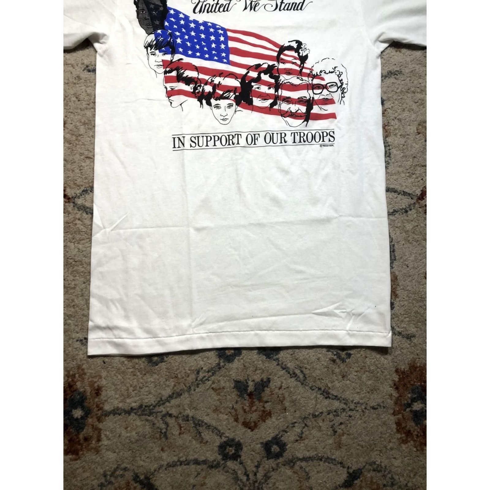 Hanes VINTAGE Hanes Shirt Mens M White United We Stand USA 90s Patriotic Military Crew Neck Short Sleeve Graphic Print Mens Size US M / EU 48-50 / 2 - 5 Thumbnail