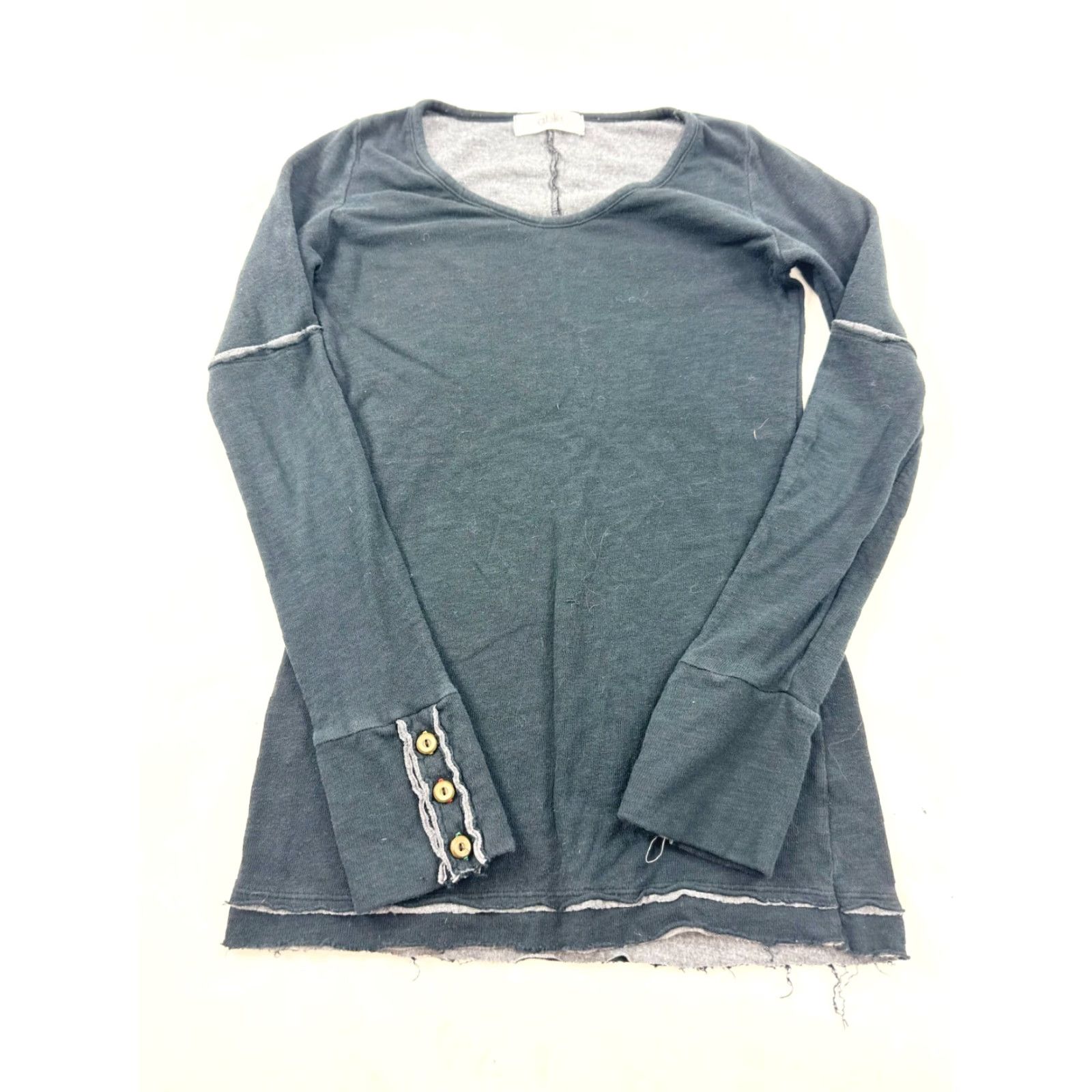 Vintage VINTAGE Able Shirt Womens Small Black Round Neck Pullover Knit T-Shirt Raglan Sleeve Stretch Cuff Size S / US 4 / IT 40 - 4 Thumbnail